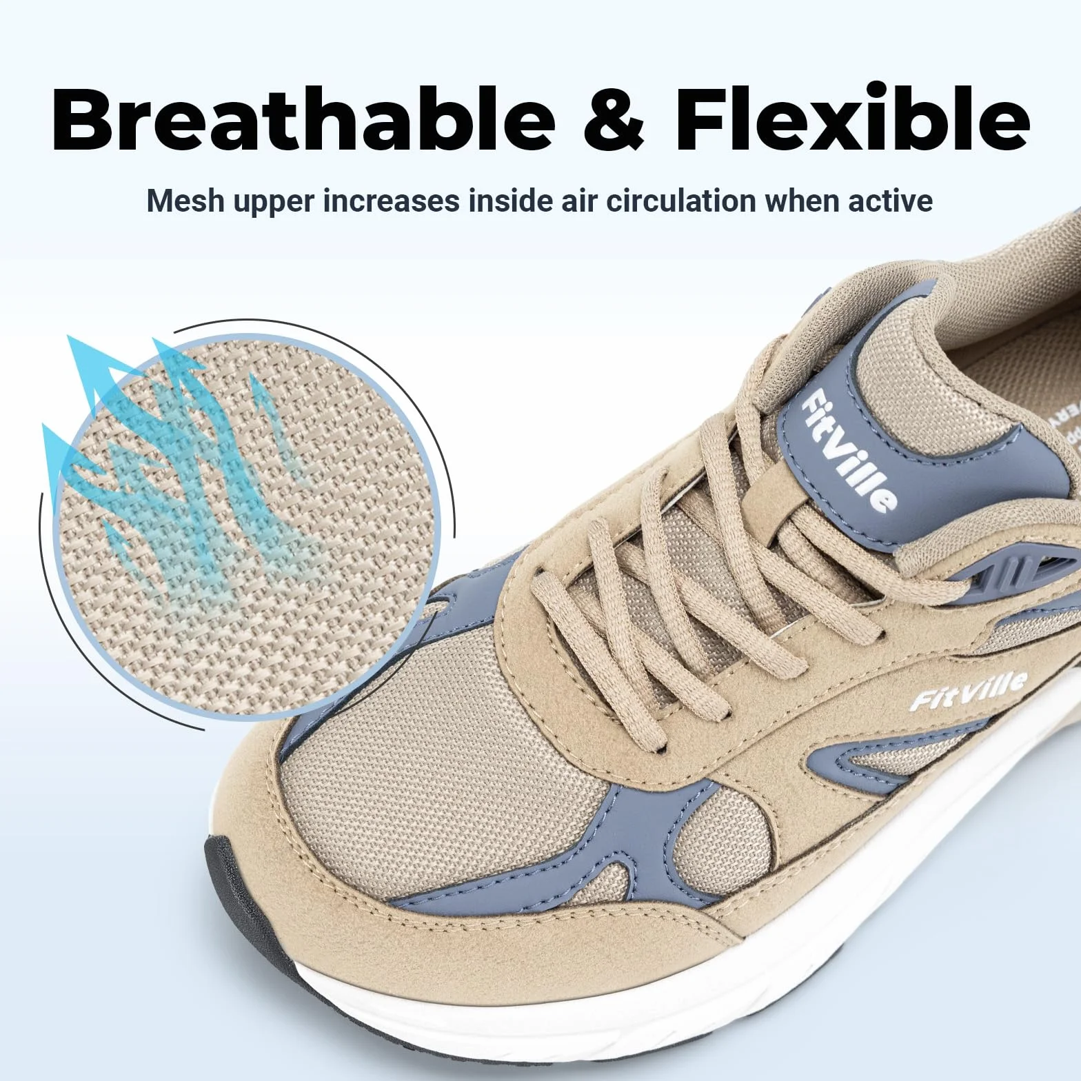 FitVille Sneakers Męskie buty do biegania Extra Wide Buty sportowe Antypoślizgowe trampki Oddychające buty do biegania po drodze Jogging chodzenia Szerokie stopy