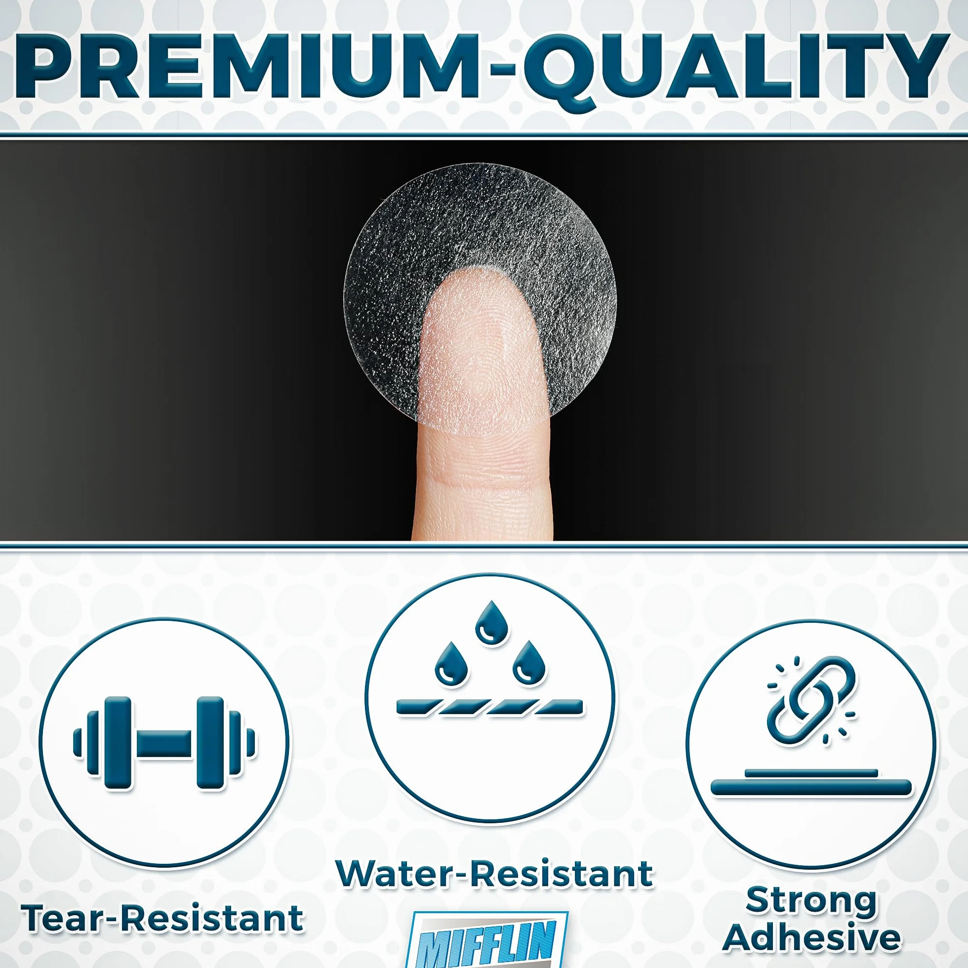 Clear Stickers - 1000 pcs, 1.2 inch / 3cm Diameter, Transparent - Self-Adhesive Circle Labels - Round Sealing Dots for Mailing Envelope, Packaging - by Mifflin