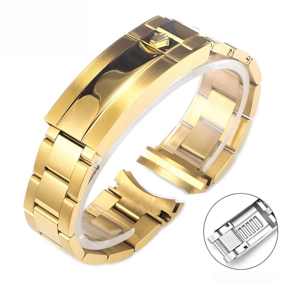 Bransoleta Metalowa Stal 904L Pasek Zegarka Klamra Ślizgowa Bransoletka Zamienna 20mm 21mm Szybka dla Rolex GMT-Master