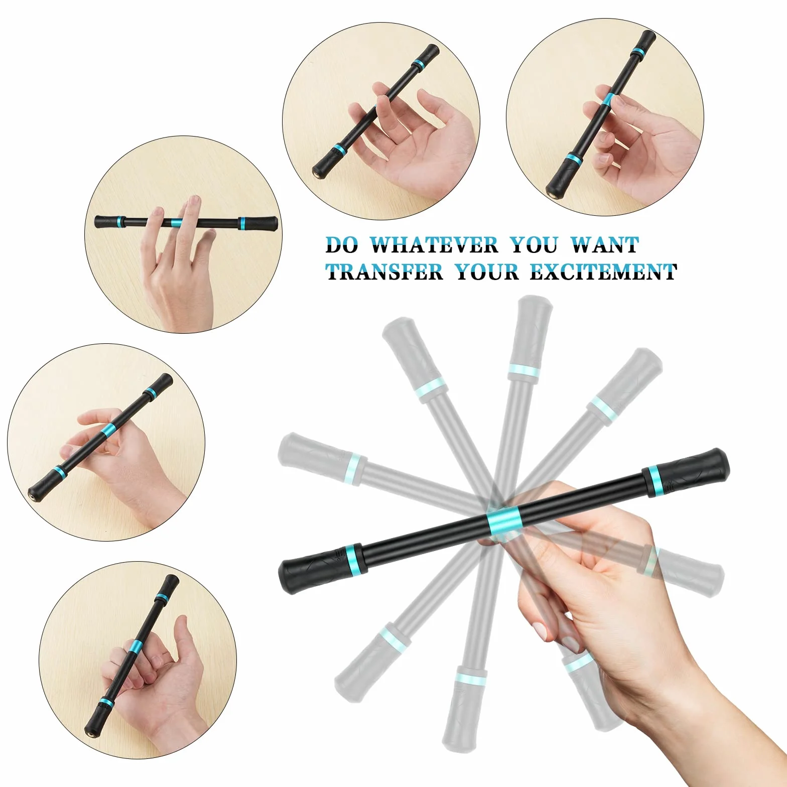 OSDUE Spinning Pen,Rolling Pen do ćwiczeń Palec,antypoślizgowa końcówka pióra antypoślizgowego dla lepszej elastyczności inteligencji