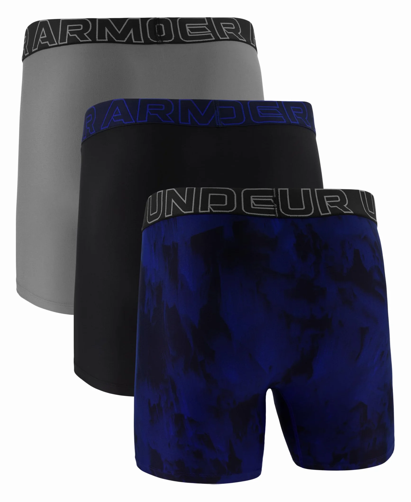 Under Armour Męskie Tech Mesh 15 cm Boxerjock 2-pak, Royal Windstream Print 3-pak, L