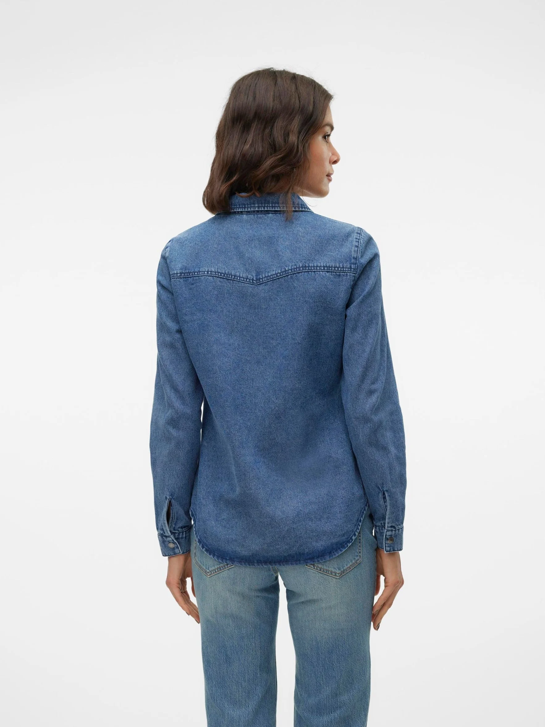 Vero Moda VMJENNIE koszula dżinsowa damska, niebieski (medium blue denim), XL
