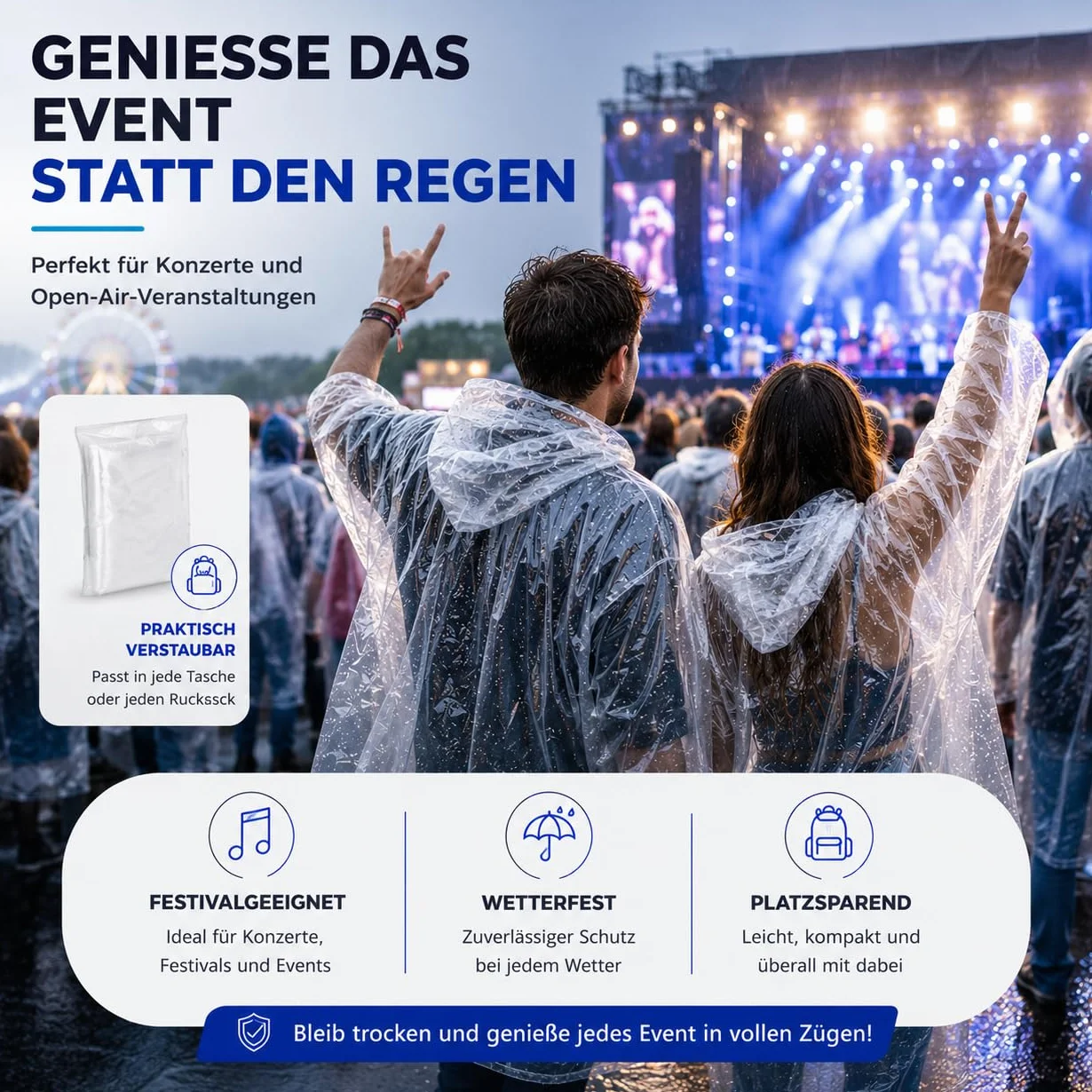 Travelfreund® Jednorazowa kurtka przeciwdeszczowa z kapturem – rozmiar uniwersalny – peleryna przeciwdeszczowa – przezroczysta i wodoszczelna na rower i dla dorosłych – dla kobiet i mężczyzn (wybór