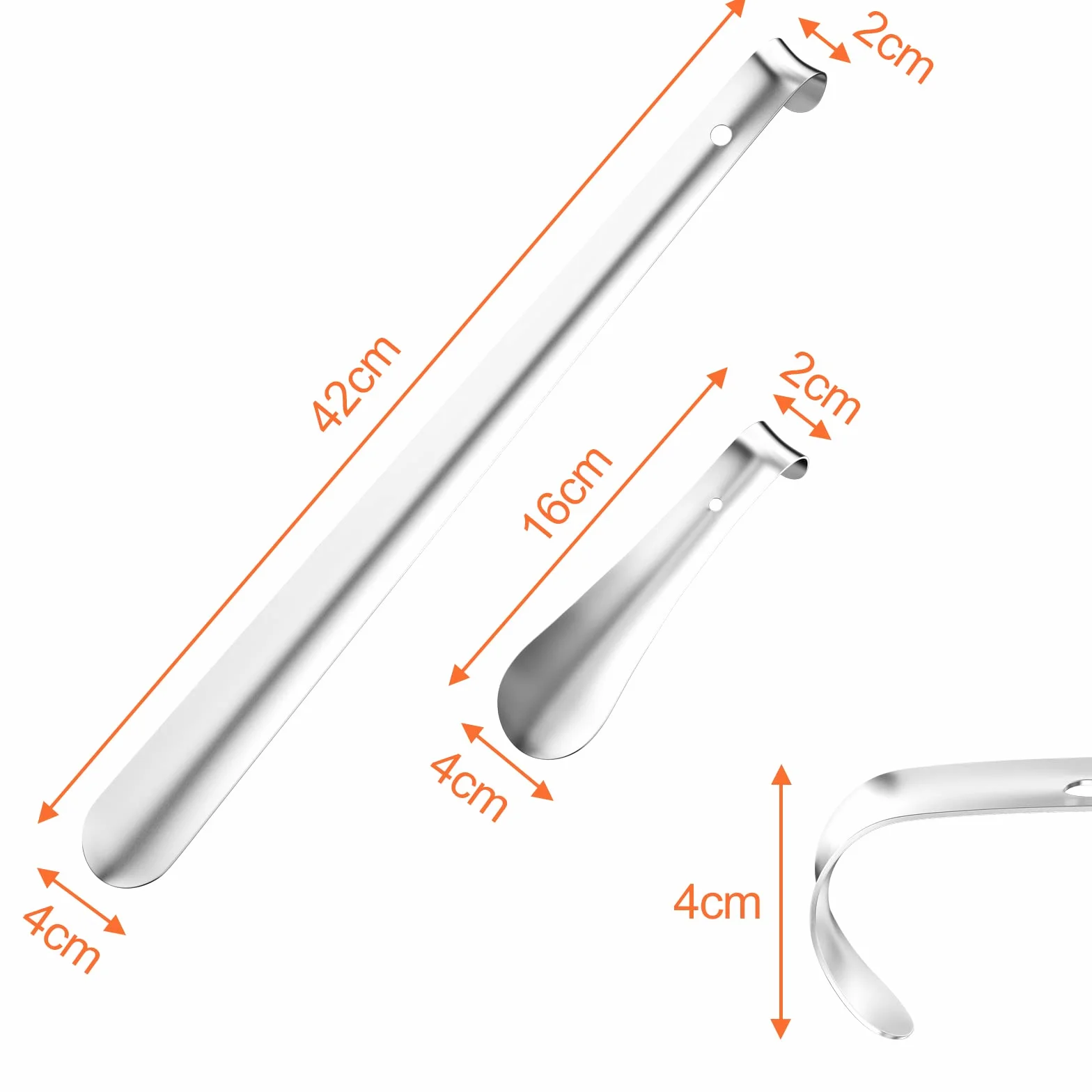 Relota 2 sztuki łyżka do Butów Stali Nierdzewnej Długości 16 cm I 42 cm