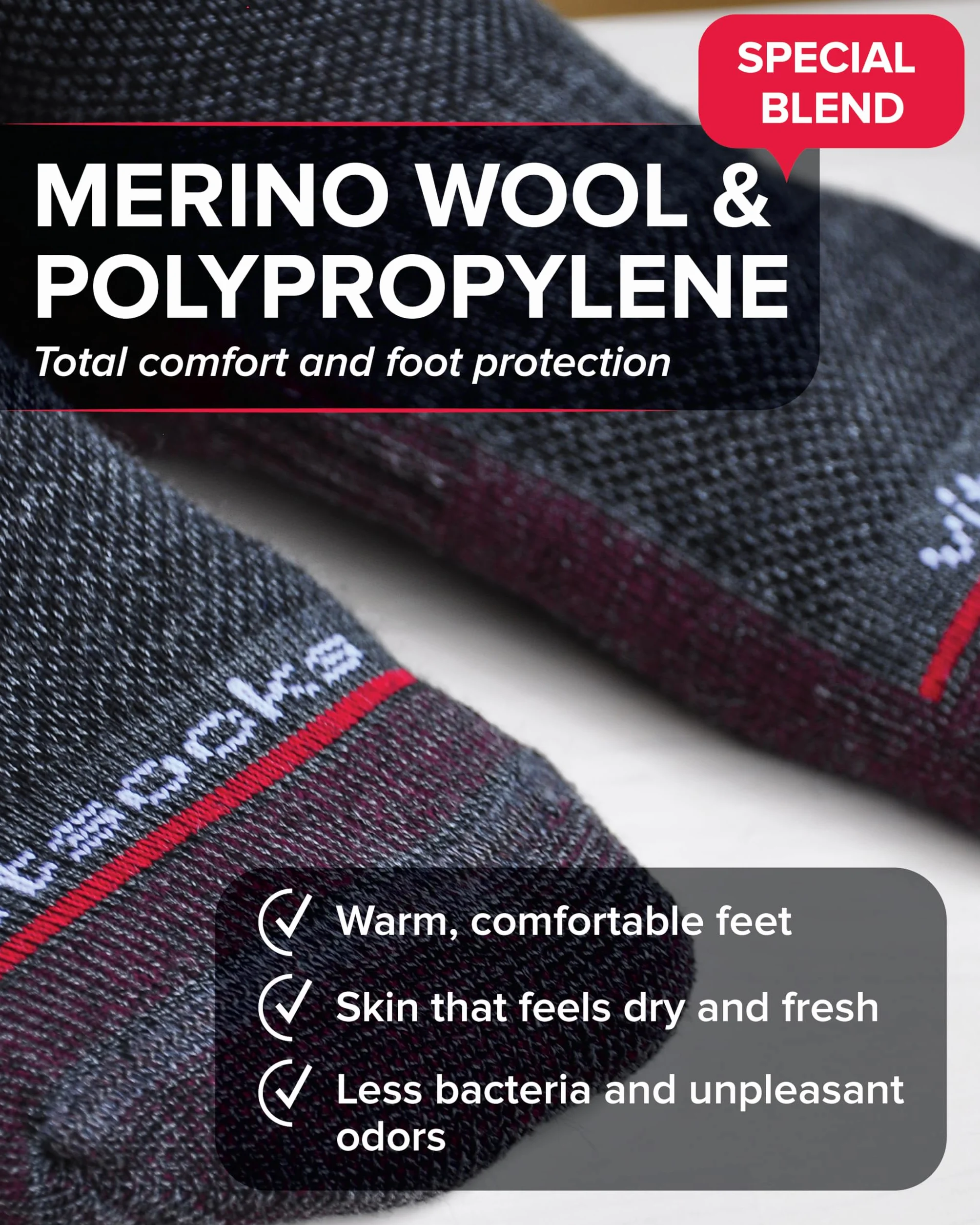 VITSOCKS Skarpety Trekkingowe WEŁNA MERINO Męskie, Ciepłe Wełniane do Wędrówek Outdoor