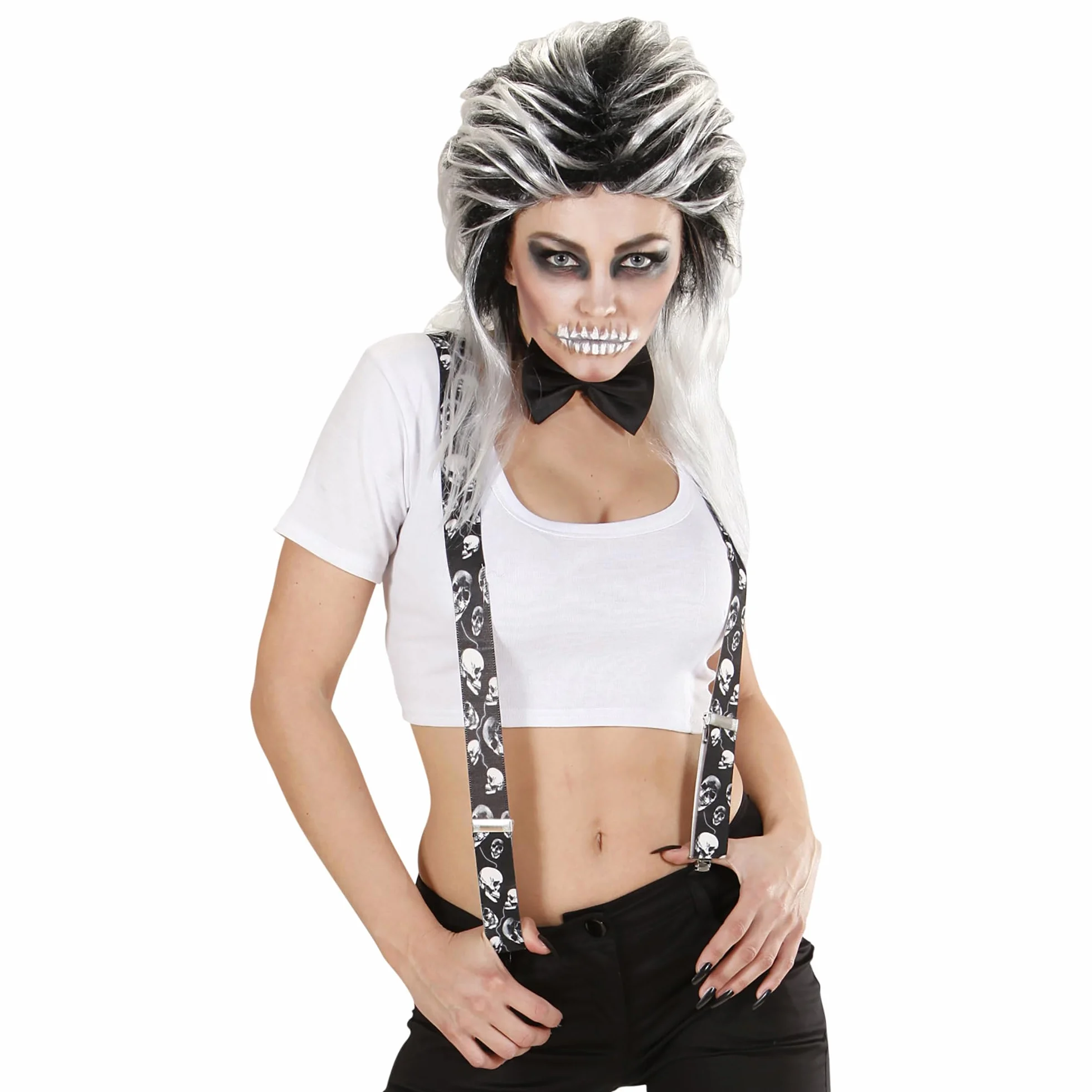 W WIDMANN MILANO Party Fashion – szelki z motywem czaszek, regulowane, dodatek do kostiumu na Halloween i karnawał