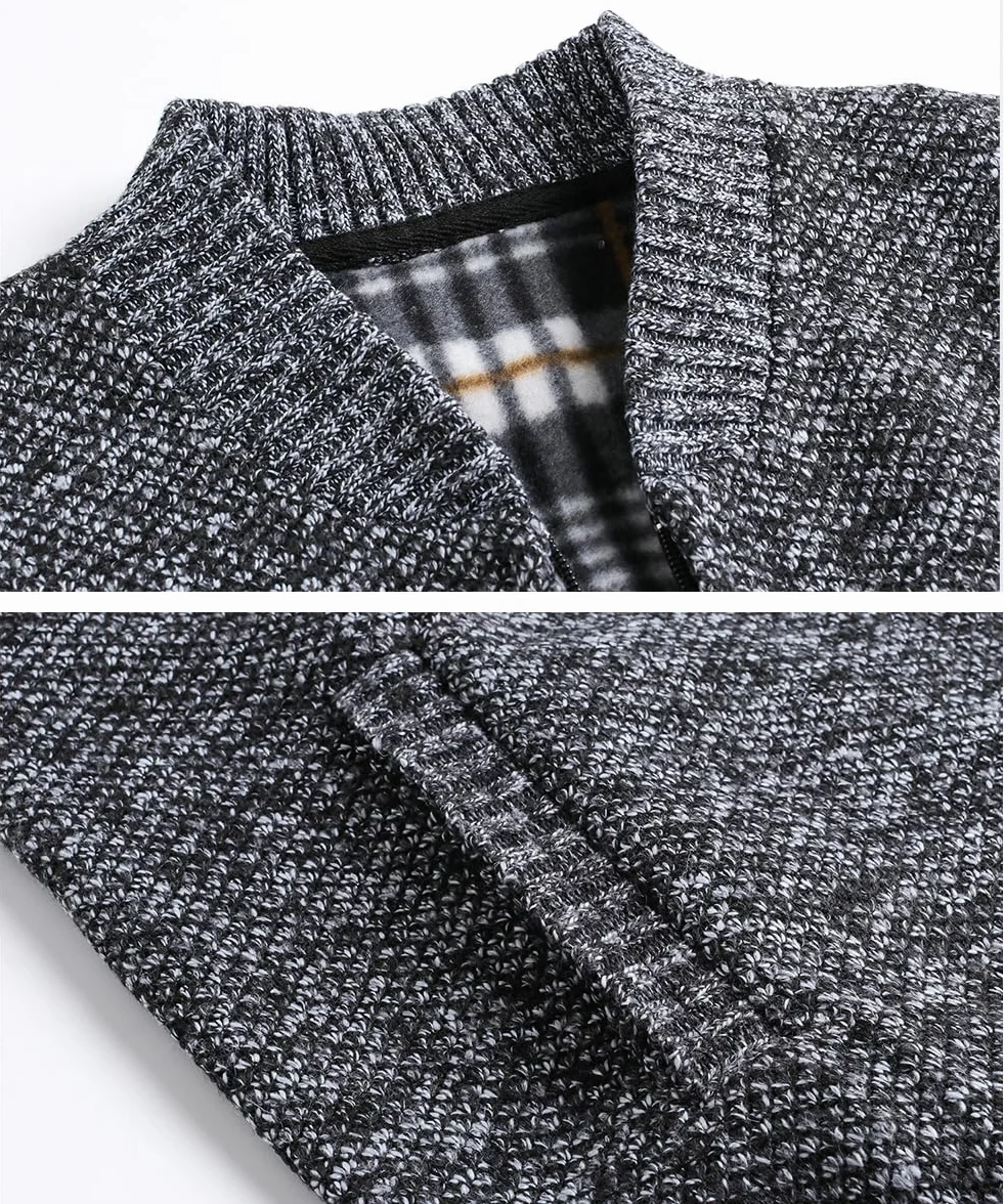 Męski dzianinowy kardigan bez rękawów, zamek błyskawiczny, dekolt w serek, kamizelka, klasyczny sweter z dzianiny, kamizelka slim fit, kurtka, topy z kieszeniami