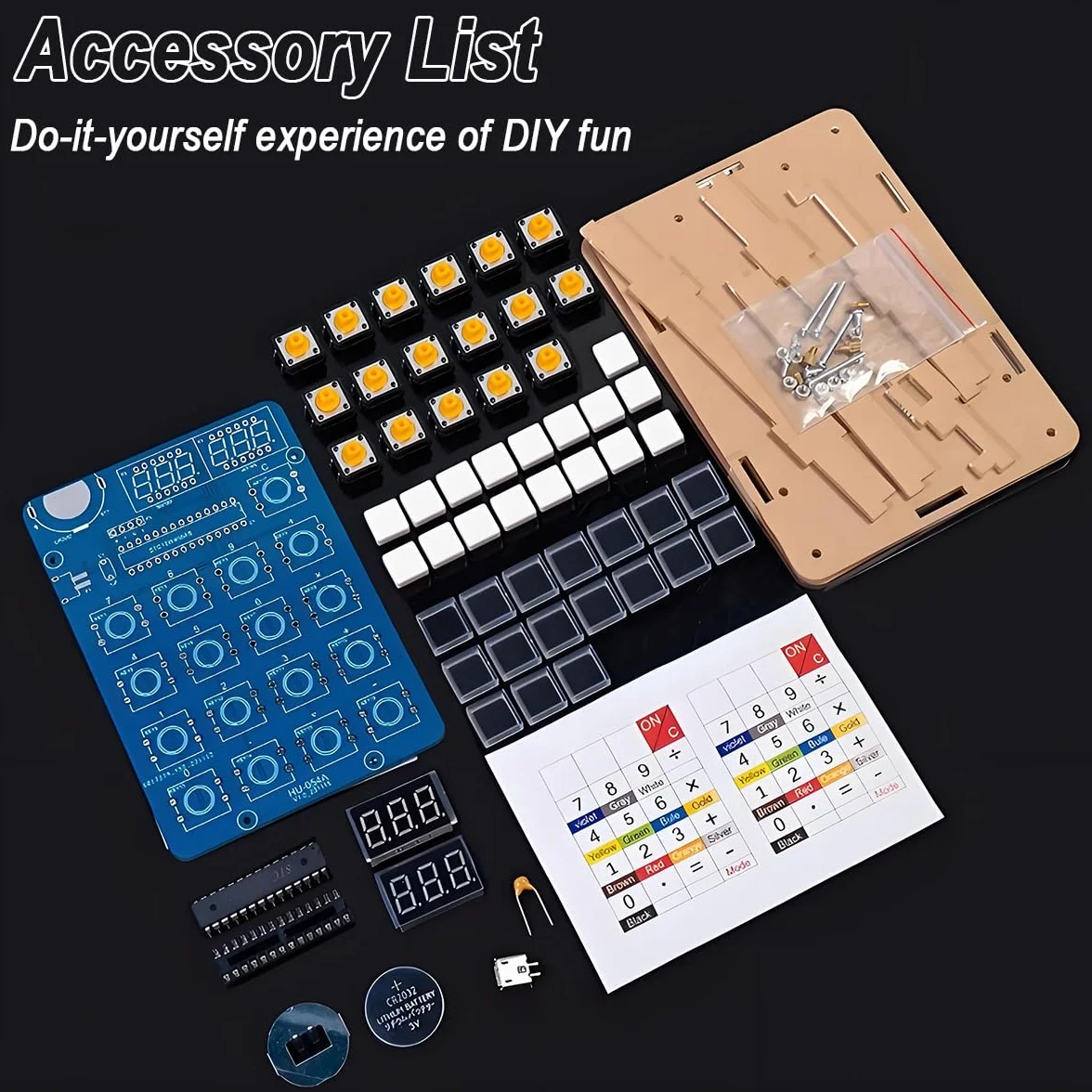 Zestaw do ćwiczeń lutowniczych DIY, 6-cyfrowy kalkulator DIY, zasilany przez USB/baterię, z czytnikiem oporu, gry matematyczne, przezroczysty kalkulator do szkoły i biura, z kablem USB i