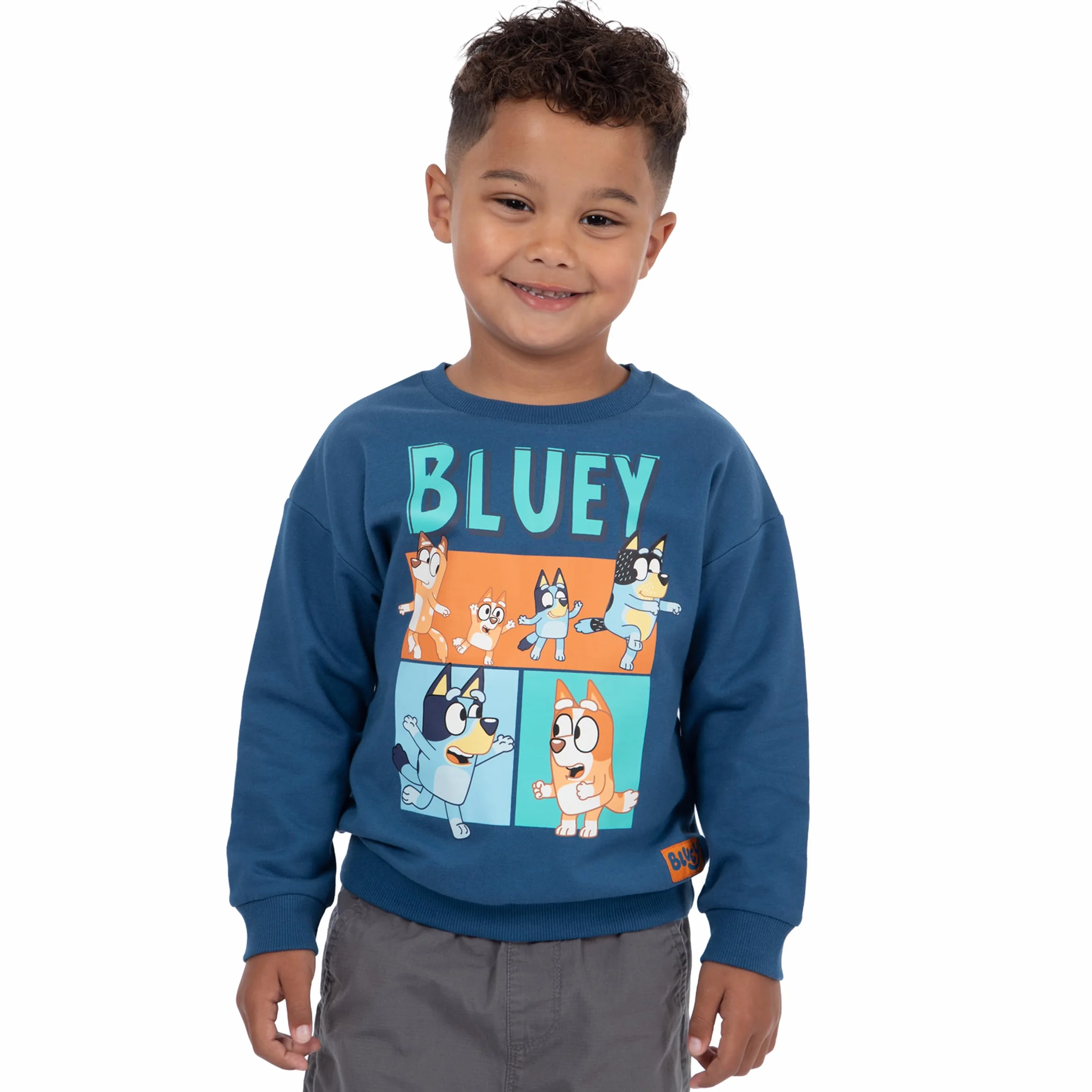 Bluey Sweter | Męska Bluza | Sweter Z Okrągłym Kołnierzem Rodzina Heeler Dla Chłopców