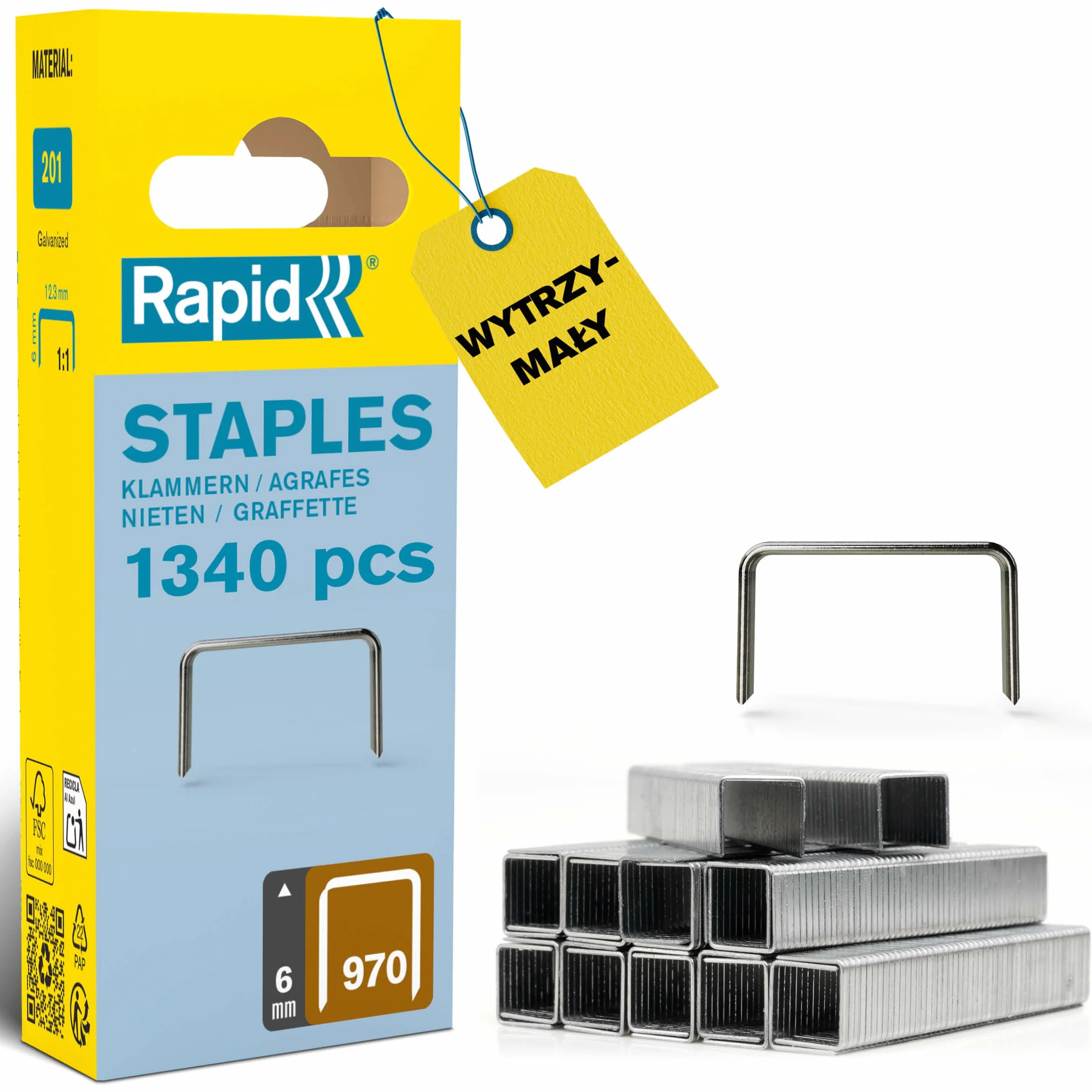 Rapid Zszywki typu 970, zszywki 6 mm, 1344 szt., zszywki z płaskim drutem do zszywacza ręcznego i elektrycznego Black & Decker