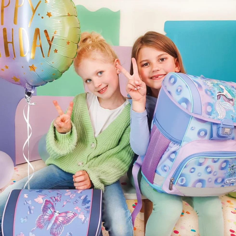 Herlitz Tornister Dziecięcy LoopButtefly Paradise z wyposażeniem | Plecak Szkolny jednokomorowy | Organizer Dla Ucznia Dzieci | Sztywne Plecy | Szkolna Torba na Plecy | Wytrzymały 16l, 950g, kl.1-3