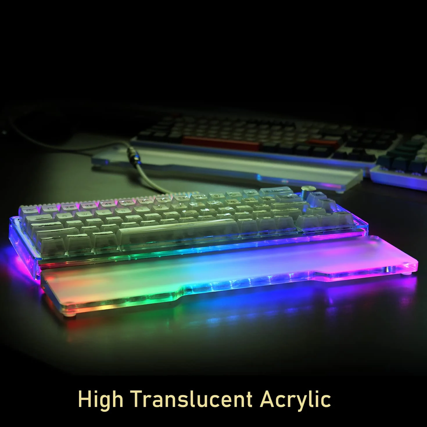 MAMBASNAKE Podkładka Pod Nadgarstek do Klawiatury 100% Klawiatury - Wrist Rest Laptop - Premier Clear Acryl - Antypoślizgowe Nóżki - Ergonomic do Biura/Gier/Pisania/MacBook - Stand 104Key