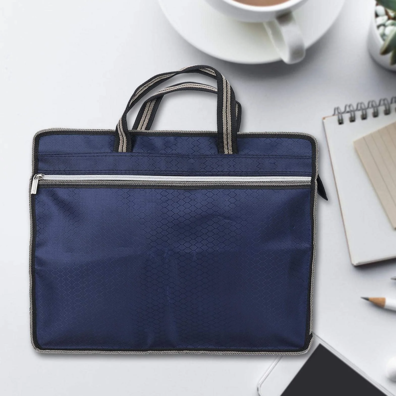 Zapinana na Zamek Torba na Dokumenty Biznesowa Portable Water Oxford Cloth Teczka Torebka Niebieski