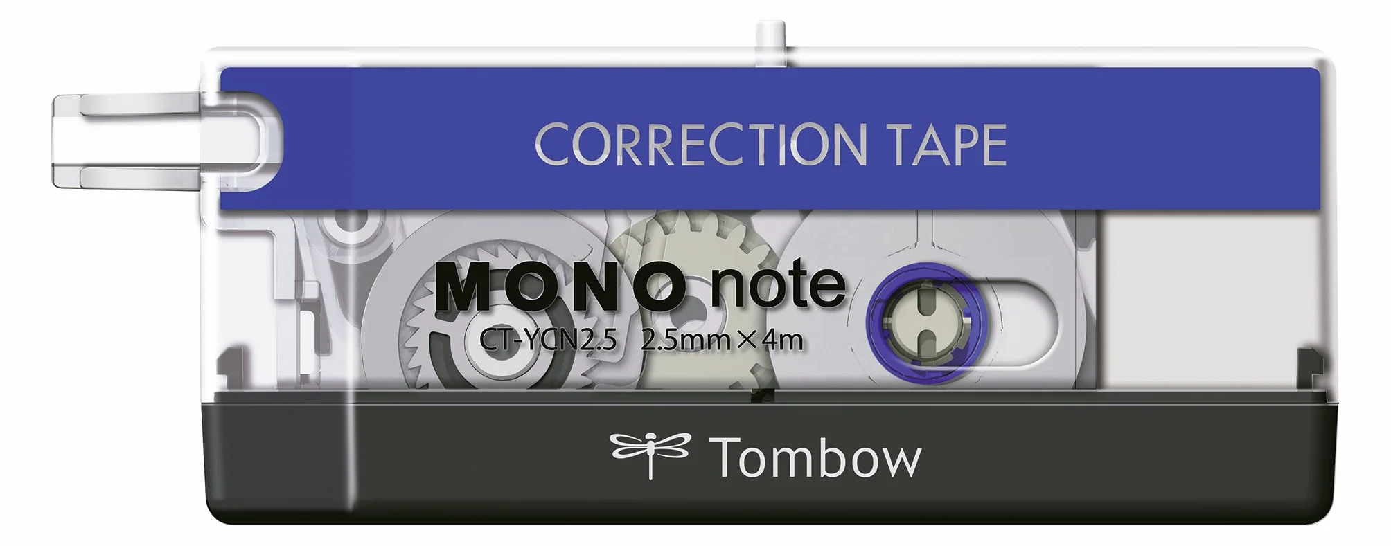 Tombow CT-YCN2.5-B korektor mono nuta z boku, 2,5 mm x 4 m, czarny/niebieski/biały