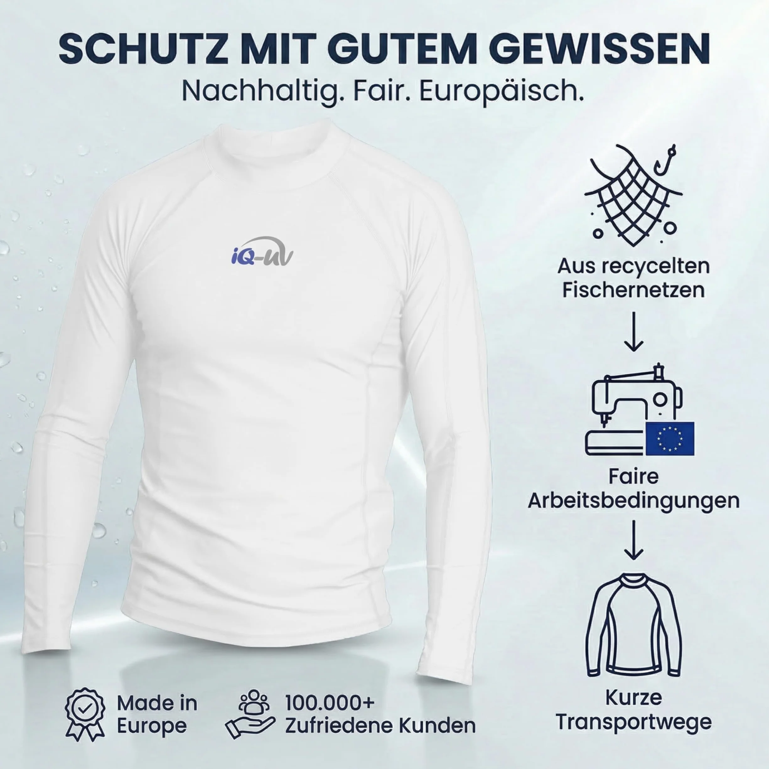 iQ-UV iQ UV 300 koszulka ciasno wycięta, z długim rękawem, ochrona przed promieniowaniem UV. Mężczyźni Uv-shirt Iq 300 Watersport Long Sleeve