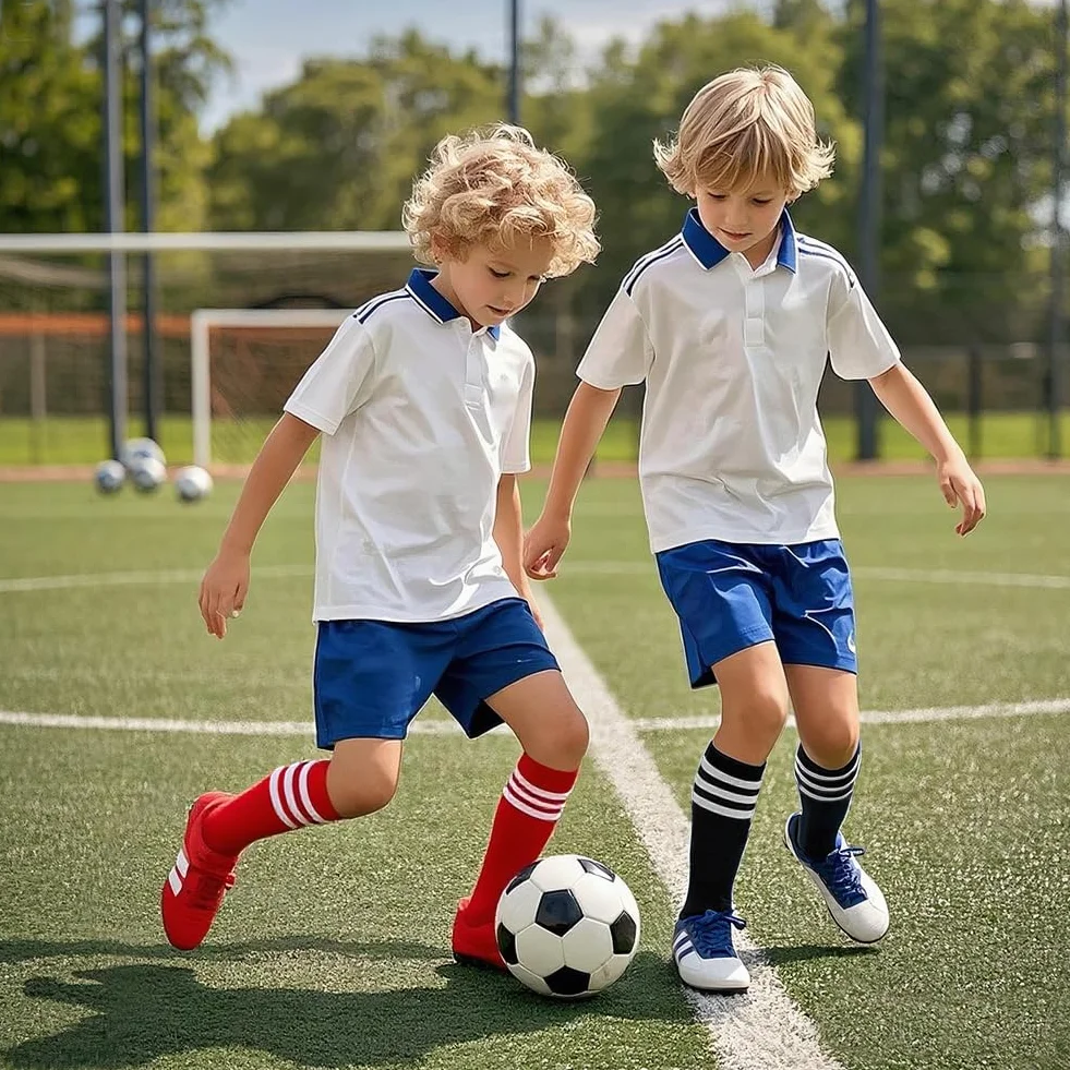 Skarpetki piłkarskie dla dzieci w wieku 4-6 lat, 2 pary, dziecięce skarpetki piłkarskie dla chłopców i dziewcząt, trening sportowy, występy piłki nożnej, skarpety kostiumowe