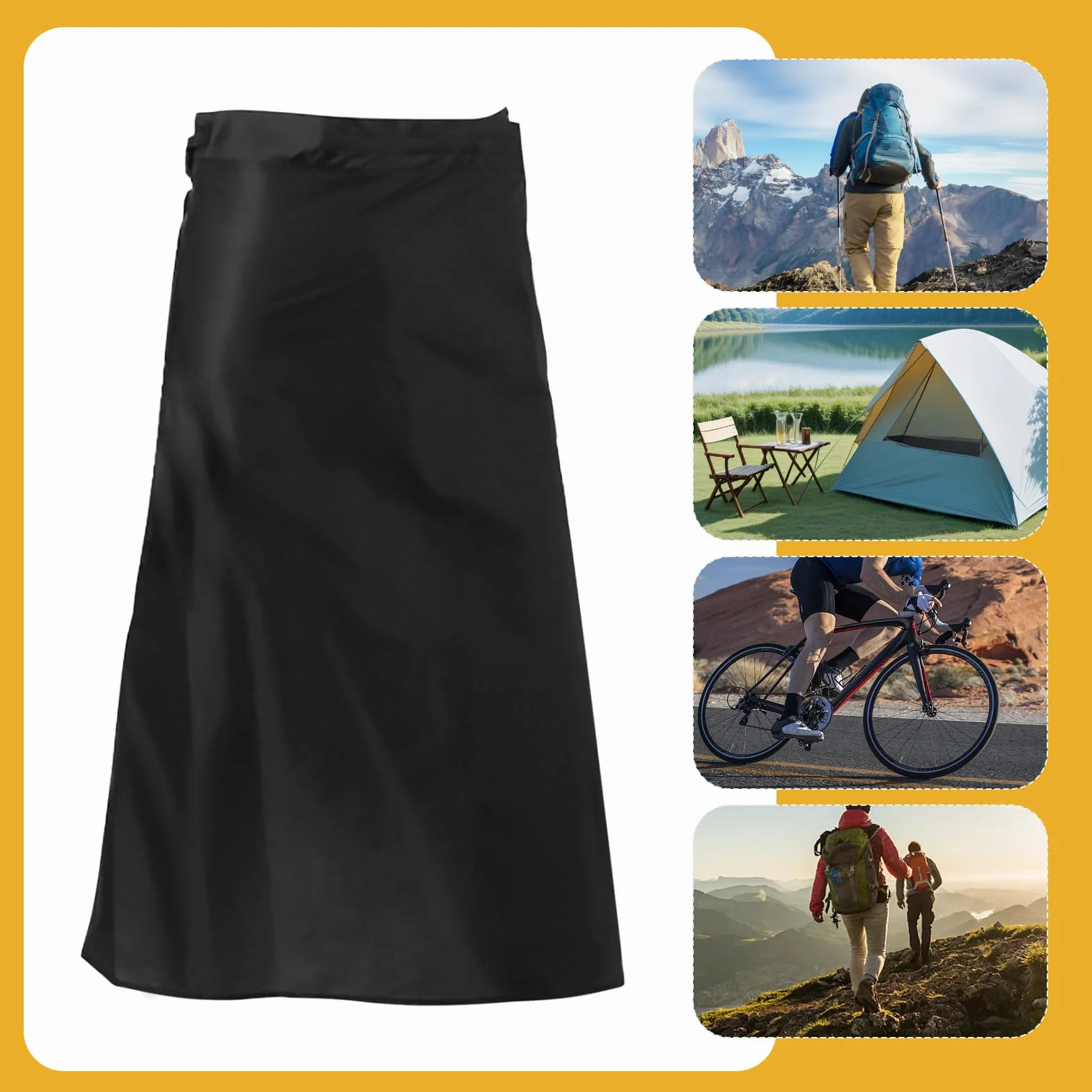 Ultralekka spódnica przeciwdeszczowa, nylonowy kilt przeciwdeszczowy 150D, wodoodporna wkładka przeciwdeszczowa, do jazdy na rowerze, biwakowania, wędrówek, składana spódnica przeciwdeszczowa z