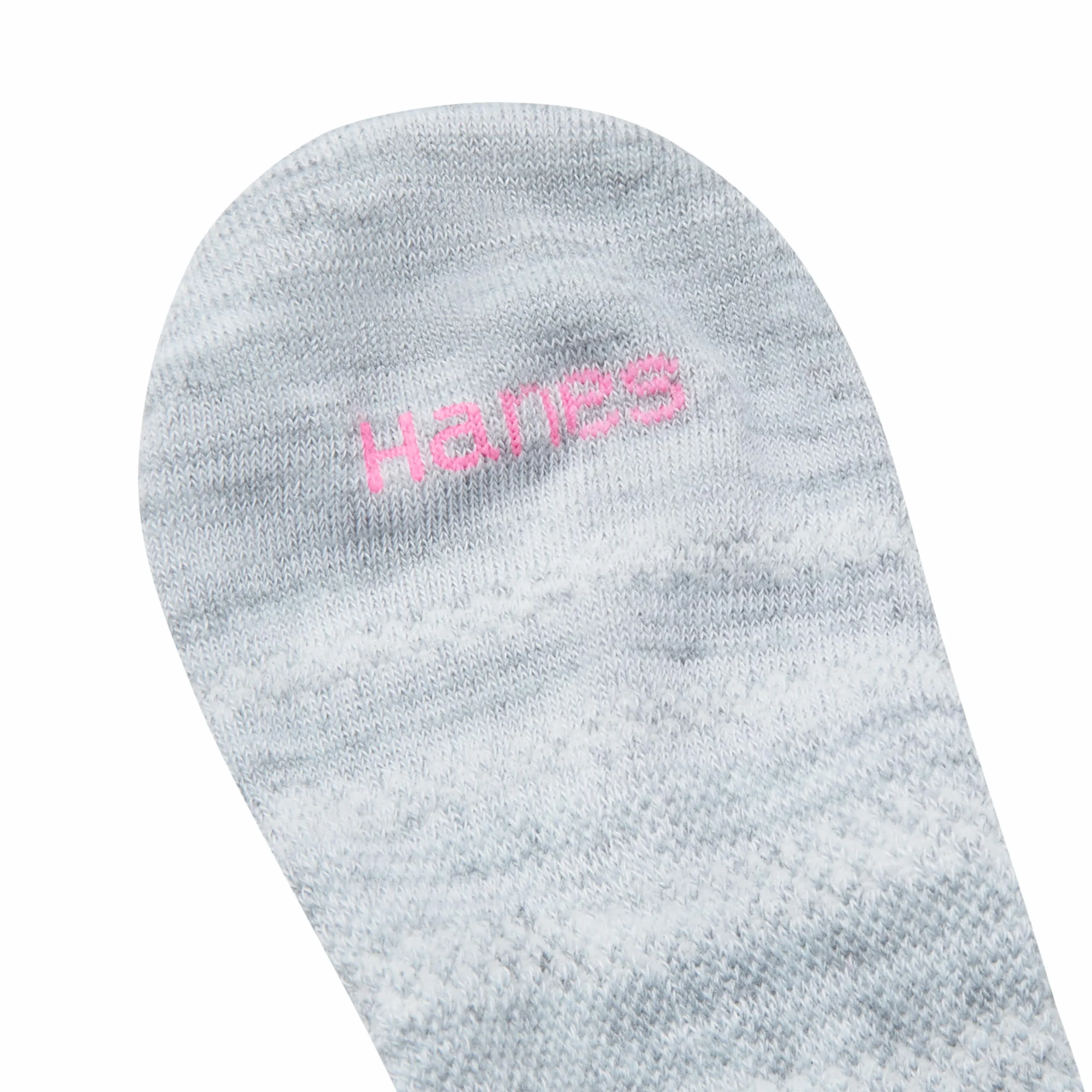 Hanes Women's Lightweight Breathable Super No Show Socks 6 par, różowy/szary akcentujący design, rozmiar buta: 5-9, Różowy/szary akcent