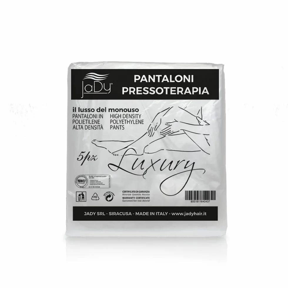 JaDy - Spodnie ciśnieniowe/błotne | 5 sztuk | Do osadów i presoterapii | Luksusowe, wielorazowe | Wyprodukowano we Włoszech | Materiał Karten, Przezroczysty