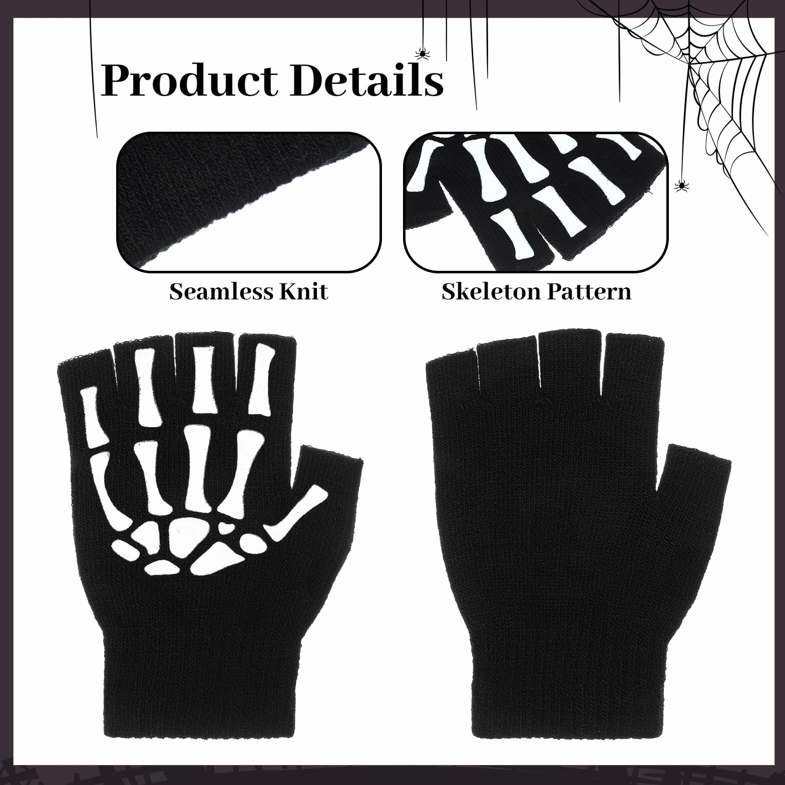 Bremorou 1 para Halloween czaszka kość rękawiczki do rąk szkielet rękawiczki bez palców dla mężczyzn kobiet dzieci kości rękawiczki do rąk unisex punk gotyckie akcesoria w ciemności kostium na