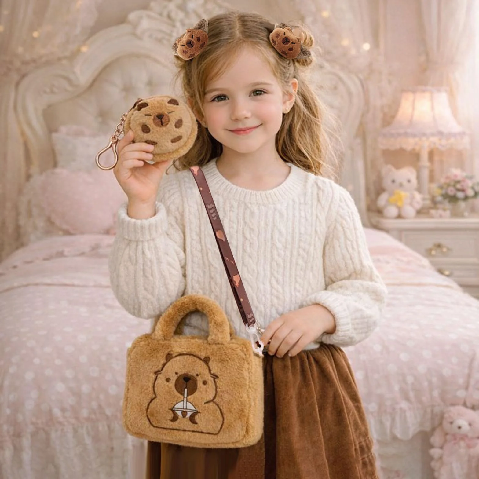 GWAWG Kapibara Plush Girls Handbag, Girls Plush Crossbody Bag, Kapibara Torby Crossbody, Kapibara Prezenty Dziewczyny Torba dla Dziewczyny Akcesoria Biżuteria Urodziny Boże Narodzenie