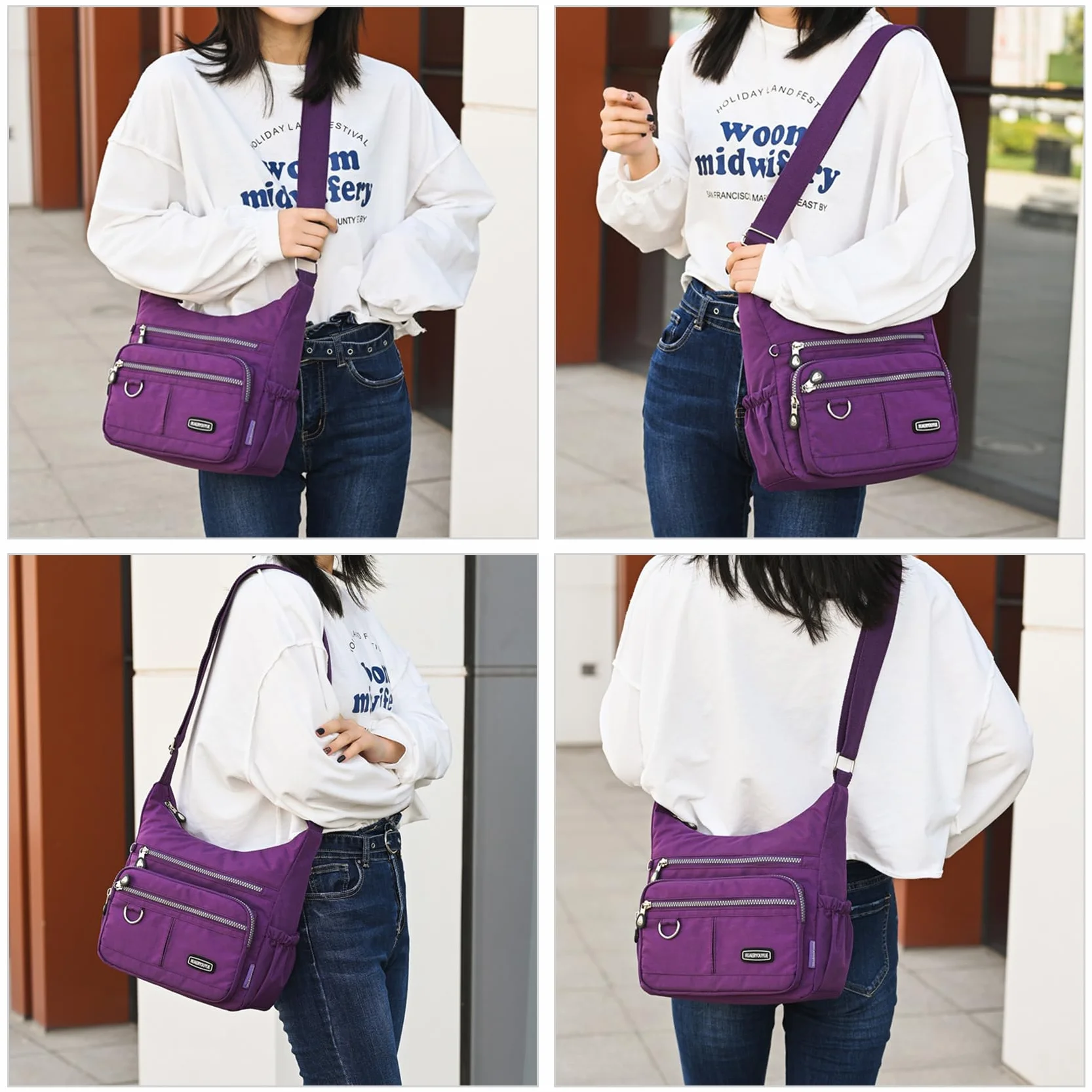 NOTAG Torba crossbody dla kobiet lekka wodoodporna wielokieszeniowa