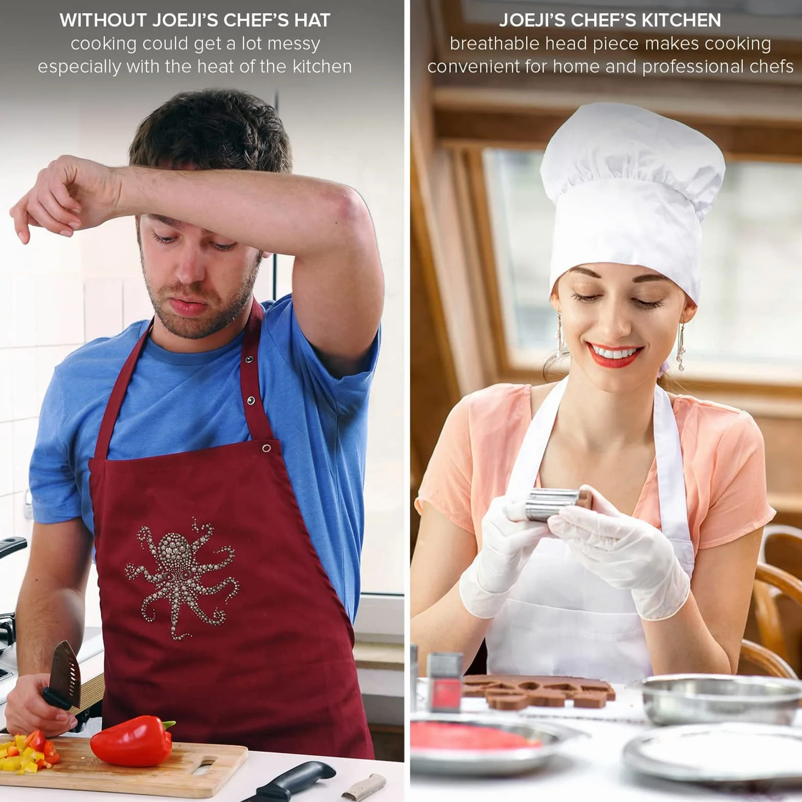 Czapka szefa kuchni – elastyczna czapka szefa kuchni unisex do kuchni, domu, restauracji i hotelu - biała