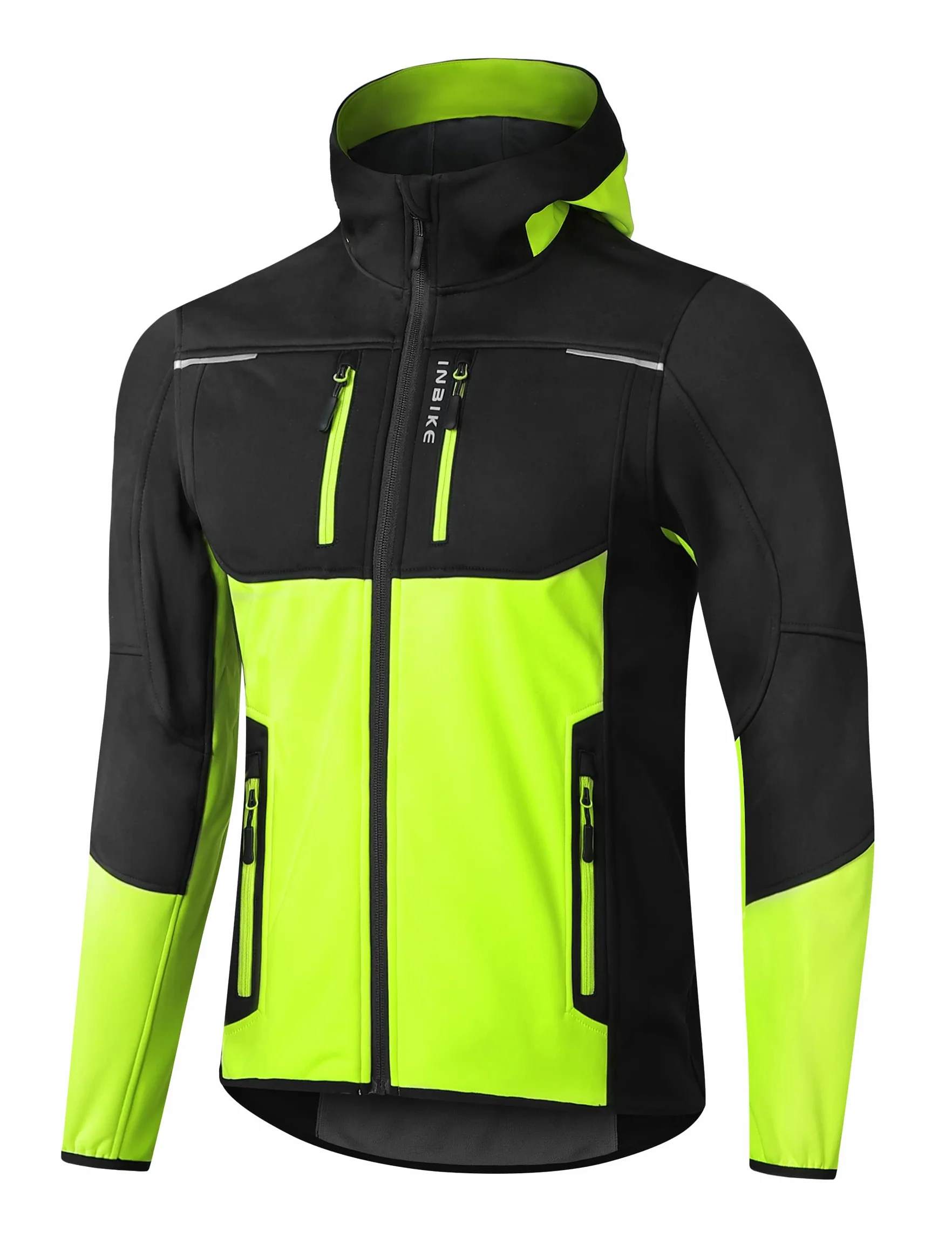 INBIKE Męska kurtka rowerowa, wodoszczelna, softshell, przejściowa, zimowa, funkcyjna, przeciwdeszczowa, turystyczna, oddychająca, ciepła