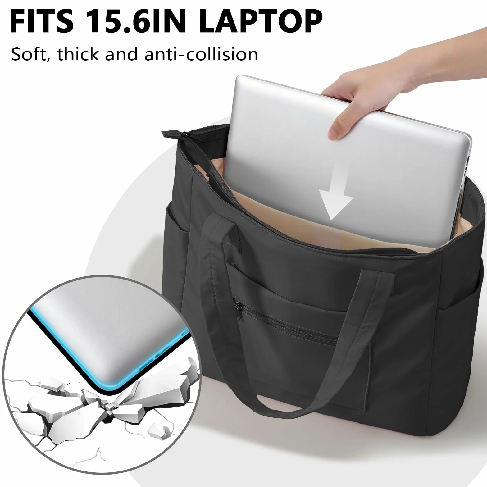 Torba na zakupy, damska, duża, wodoszczelna torba na laptopa, torba robocza, lekka torba podręczna na uczelnię, do szkoły, pracy, na uczelnię, do szkoły, na podróż