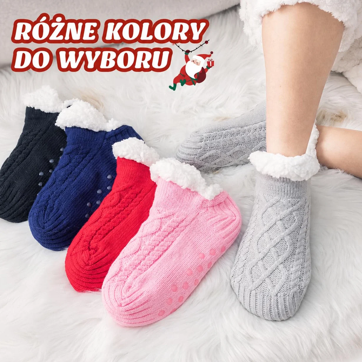 Niorasen Skarpety Kapciowe Damskie Męskie, Grube Puszyste Skarpety Antypoślizgowe, Ciepłe Zimowe Dla Pań Dziewcząt, Prezenty Dla Kobiet Do Domu, EU 36-44