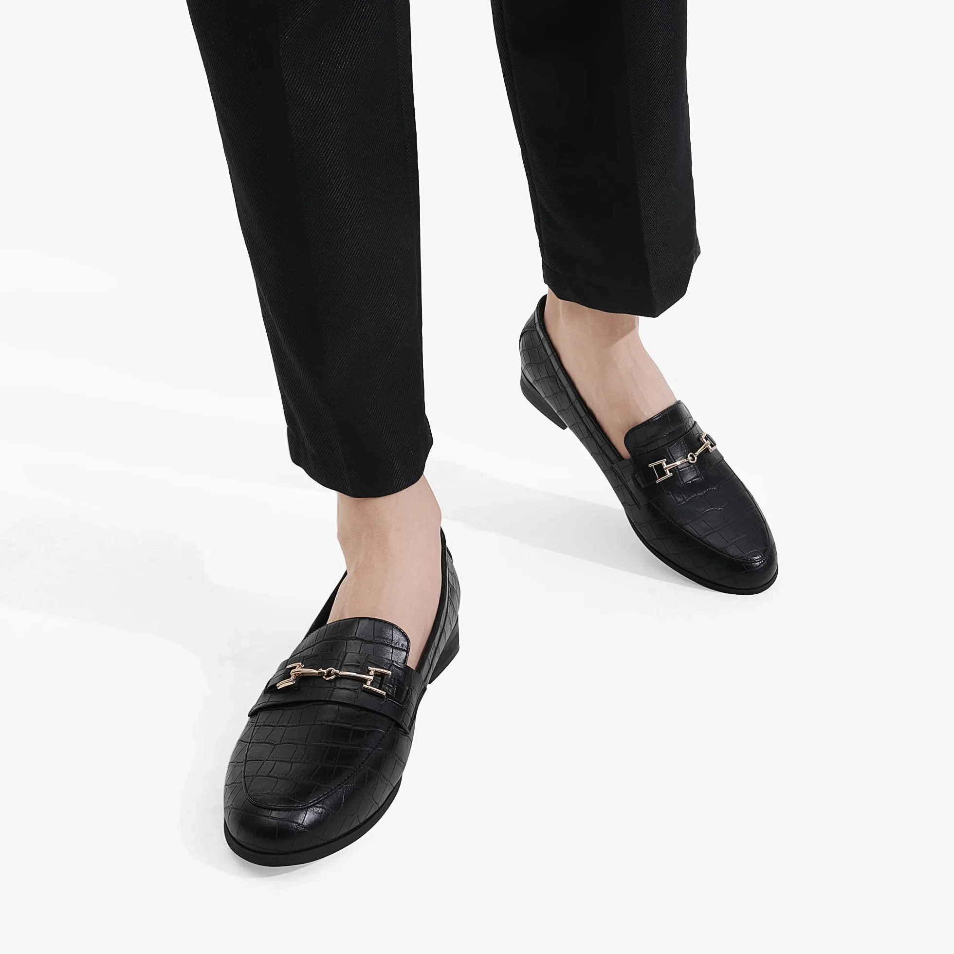 DREAM PAIRS Damskie mokasyny Penny Loafers Modne Wygodne Płaskie Eleganckie Buty Na Co Dzień i Biznes, Czarny kamień, 41 EU