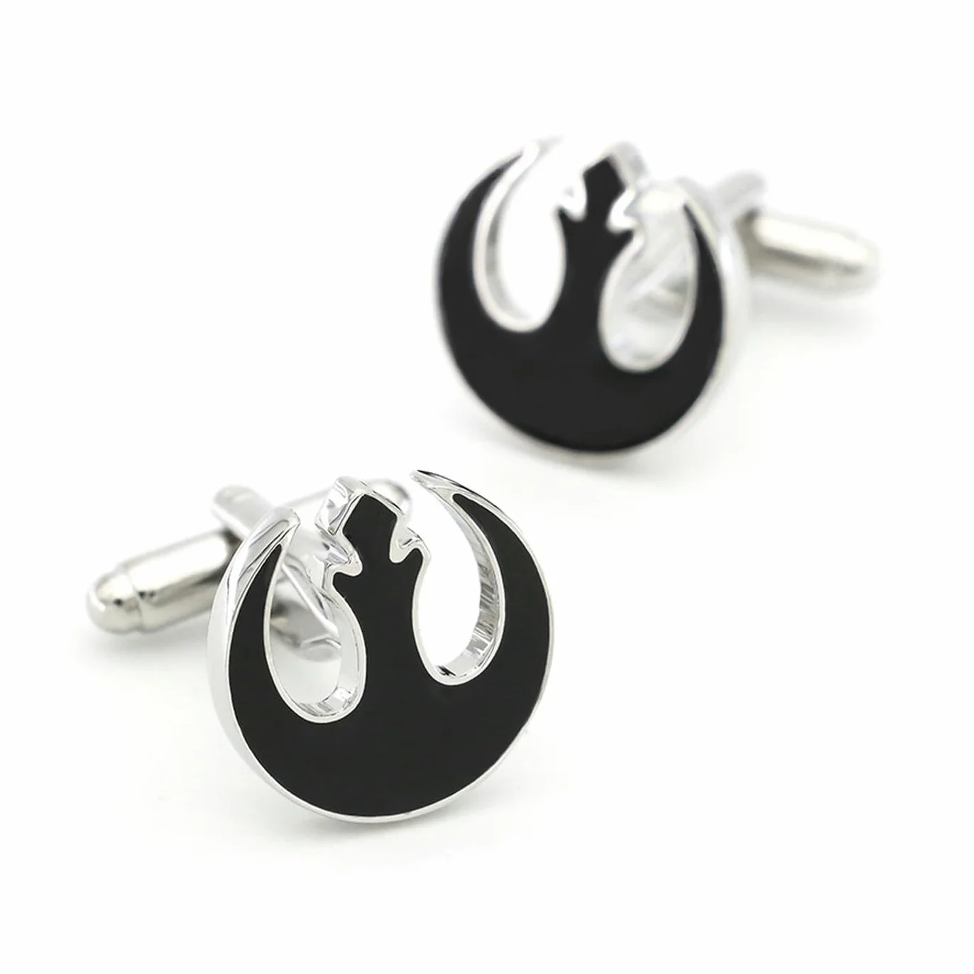Spinki do mankietów dla mężczyzn 1 para czarnych Star Wars Rebels League koszula spinki do mankietów męskie spinki do mankietów, Jeden rozmiar, Metal, Goldstone