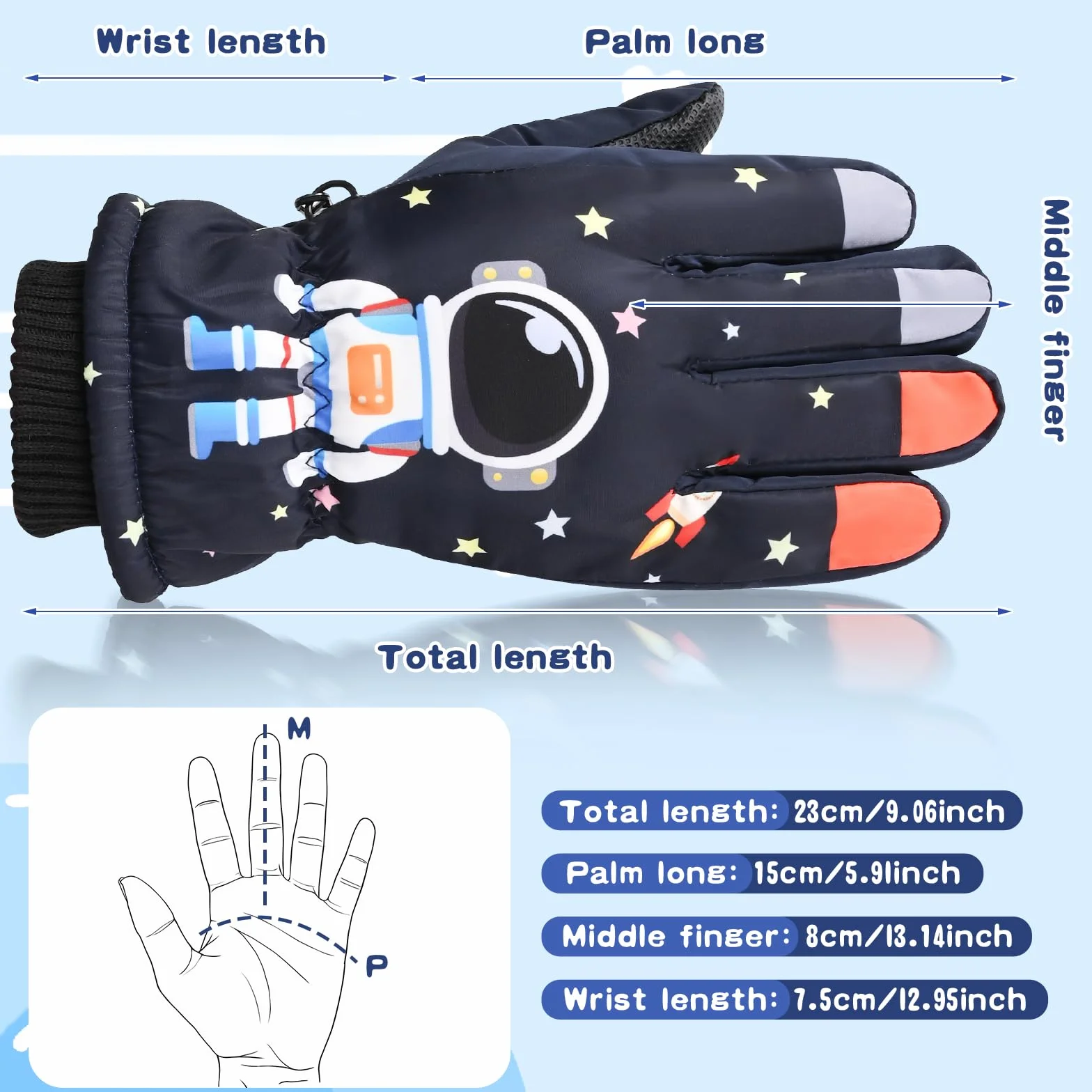Dziecięce rękawice narciarskie, rękawice narciarskie dla nastolatków zimowe rękawice śnieżne ciepłe rękawiczki snowboardowe rękawice dziecięce 8-14 lat