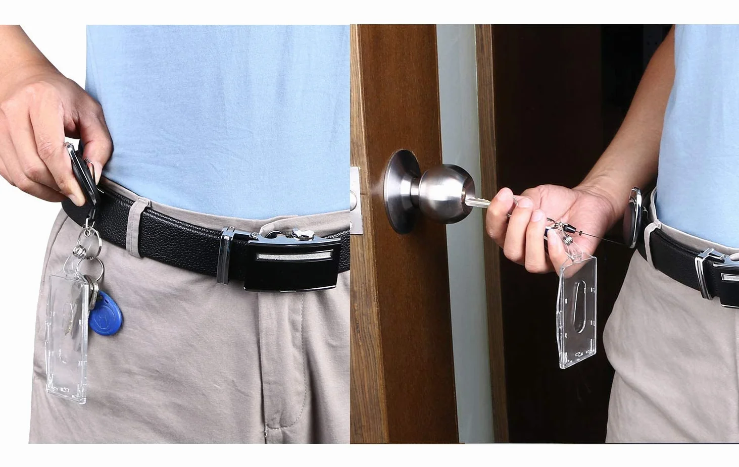 Vicloon Uchwyt na identyfikator, 4 szt., wysuwany breloczek do kluczy, z twardego plastiku, pionowego i poziomego na dowód osobisty, kartę bankową, klucz, kartę autobusową
