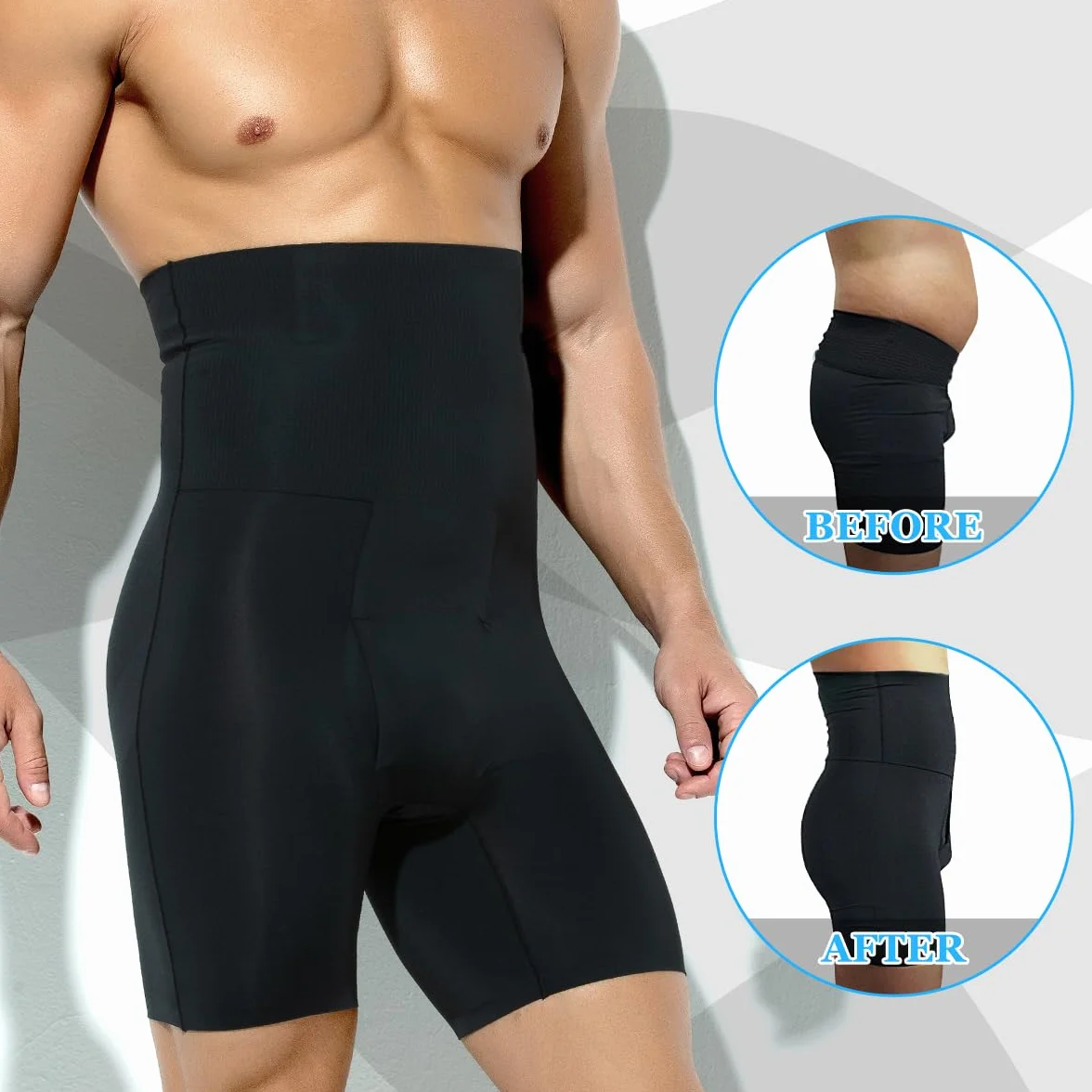 Casey Kevin Shapewear Boxerki wyszczuplające brzuch dla mężczyzn, body shaper, szorty kompresyjne, szorty wyszczuplające brzuch, spodnie męskie, bielizna męska, K1 - czarny, M