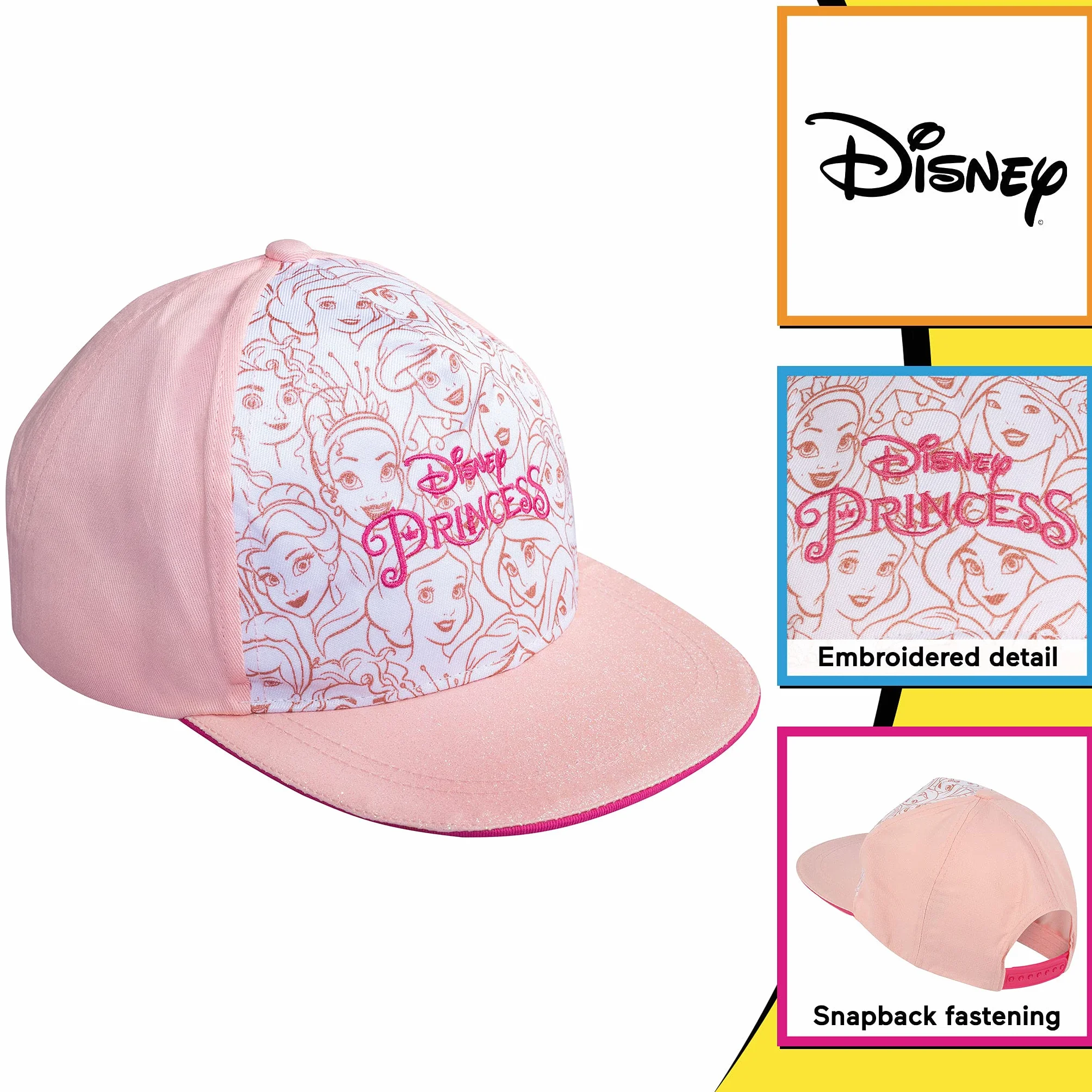 Disney Princess Line szkice dziewczęca czapka baseballowa | oficjalny produkt | czapka Disneya, z zapięciem z tyłu, pomysł na prezent dla dziewcząt
