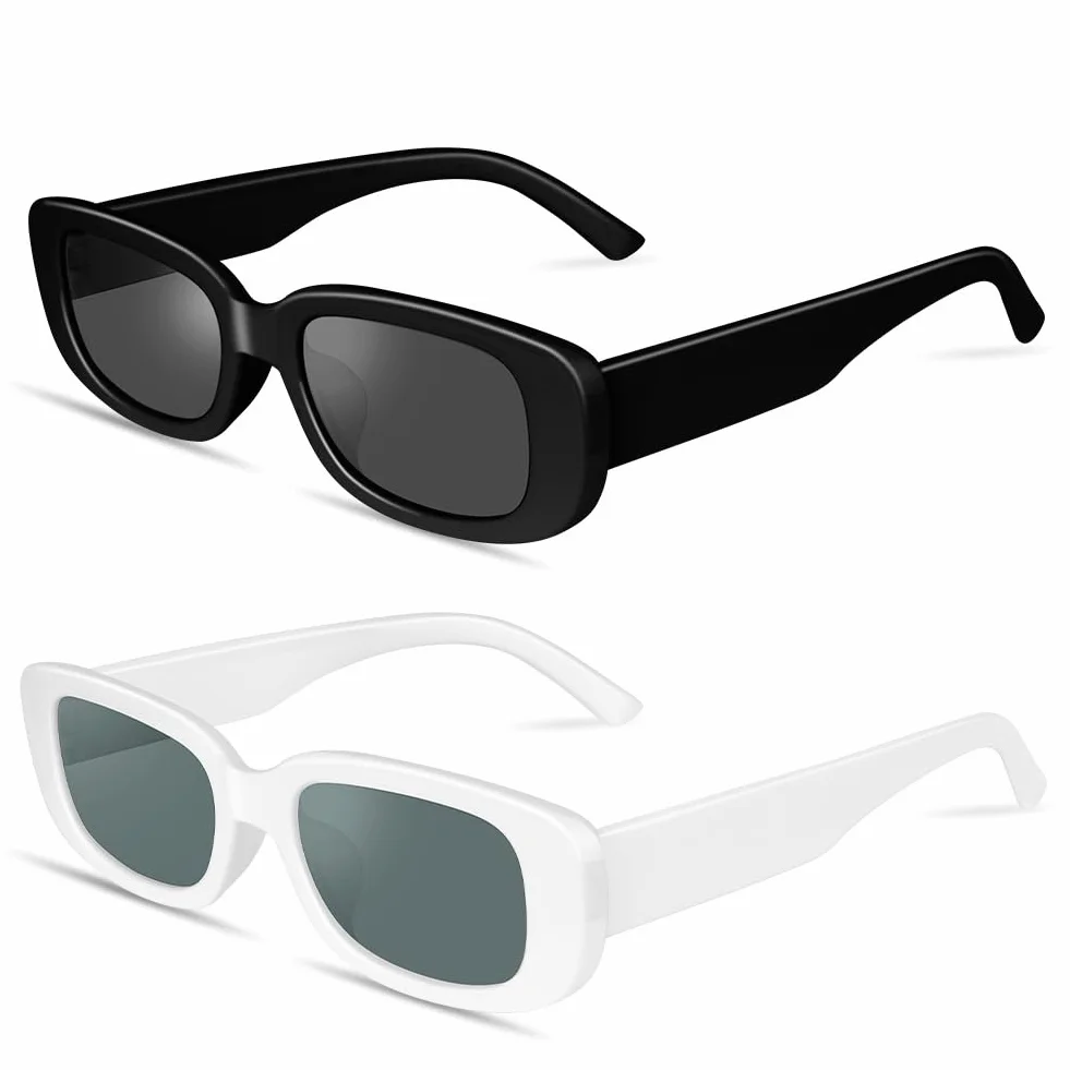 Ainiv Okulary przeciwsłoneczne w kształcie serca, 2 sztuki, retro, kocie oko, ochrona przed słońcem UV400, unisex, na imprezę, podróż, sesję zdjęciową