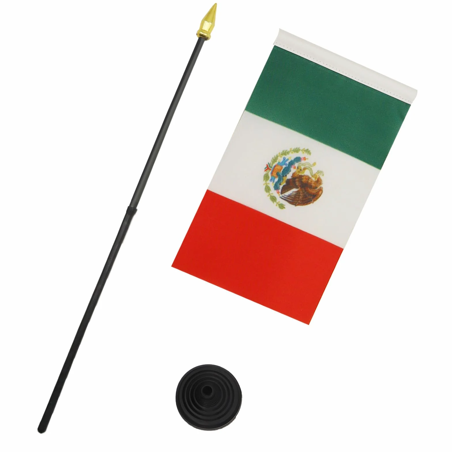 Drapeau de Table Mexique avec Pointe Or, 15cm x 10cm
