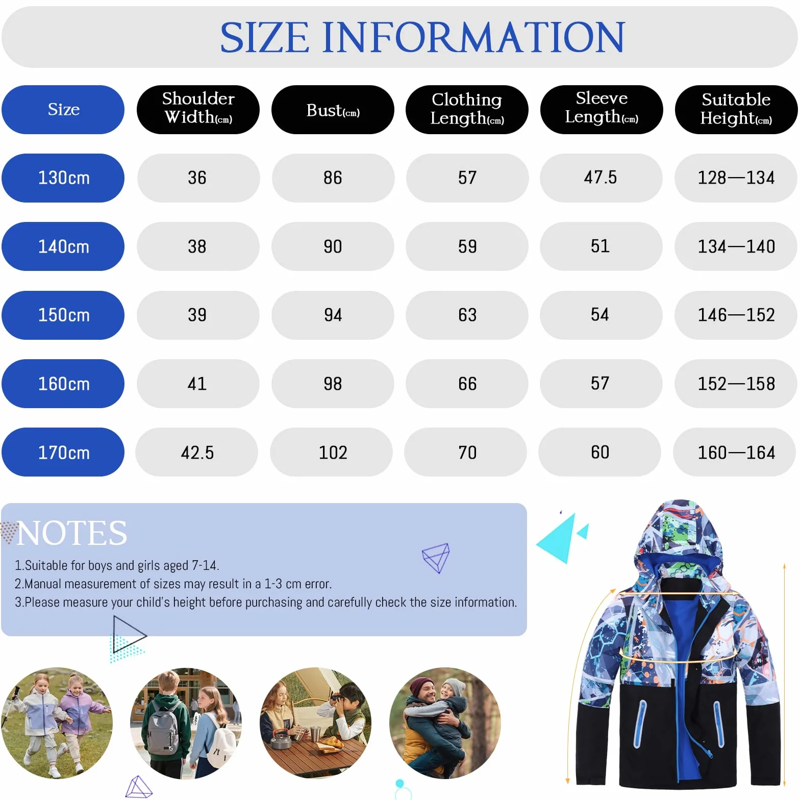 BWBIKE Colorblock Children's Waterblock Lightweight Windbreaker Jacket Outdoor Windbreaker Jacket Fleece Lined