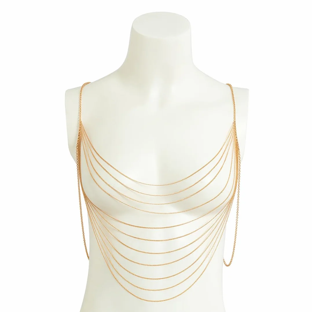 Cubahop Metal Tassel Chain Shoulder Chain Body Bra Sexy Bikini Body Jewelry Chain Women and Girl