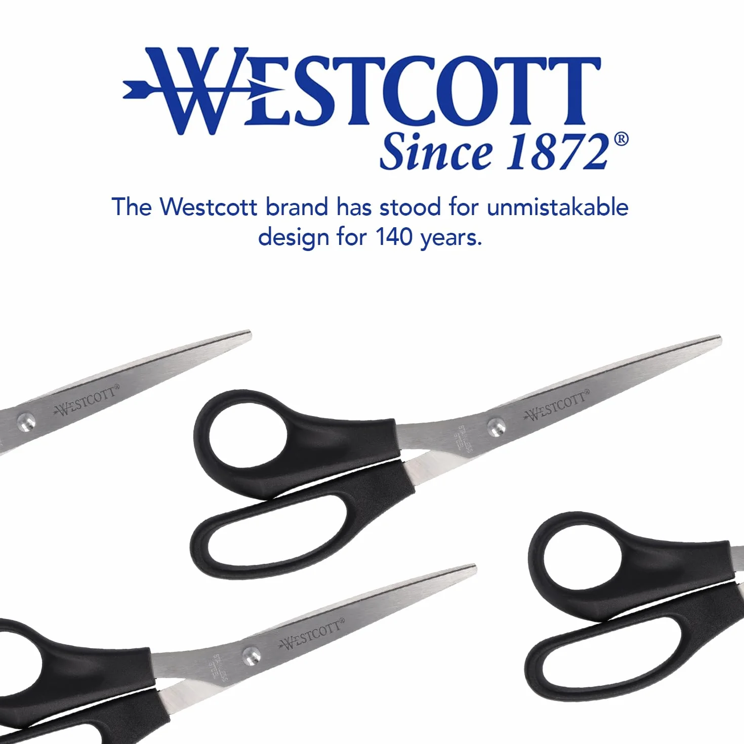 Westcott E-31182 00 nożyczki biurowe, nierdzewne, proste, asymetryczne z długim okiem dla leworęcznych, 21 cm, czarne