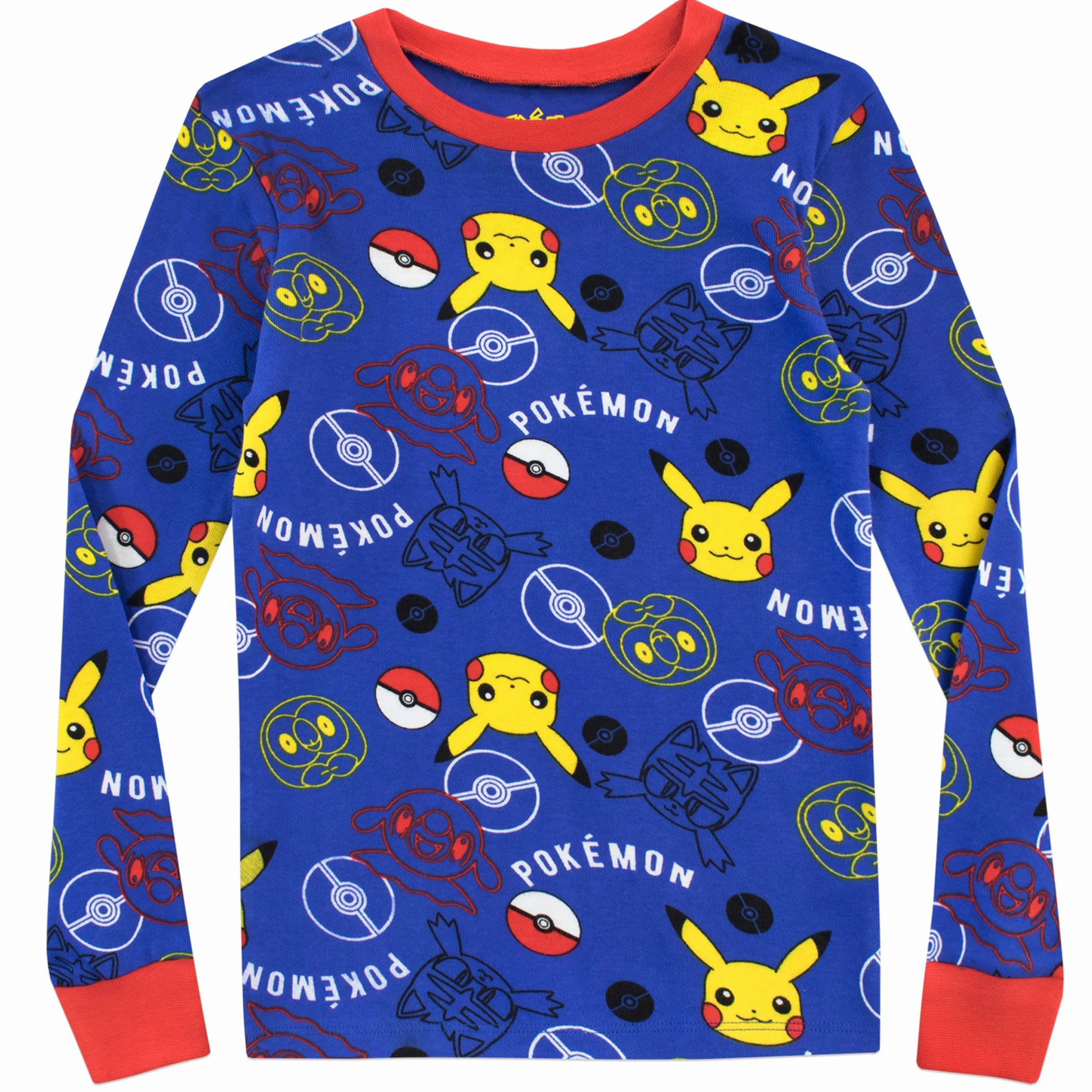 Pokémon Pokemon piżama dla chłopców, miękka bawełniana piżama Pikachu, oficjalnie licencjonowana piżama dziecięca, niebieski, 116