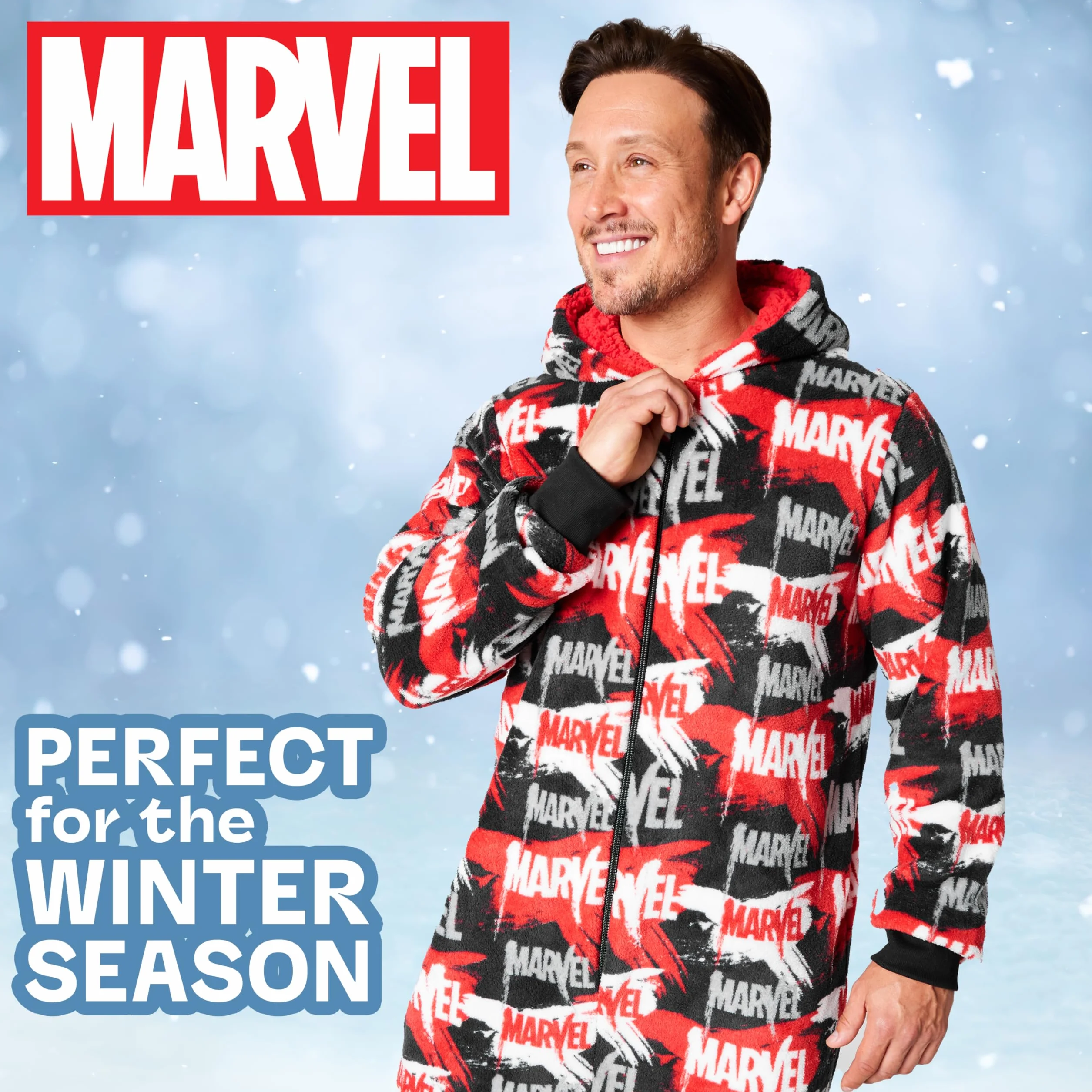 Marvel Onesies dla mężczyzn i nastolatków - Puszysty polar z kapturem dla mężczyzn S-3XL odzież wypoczynkowa - prezenty dla mężczyzn