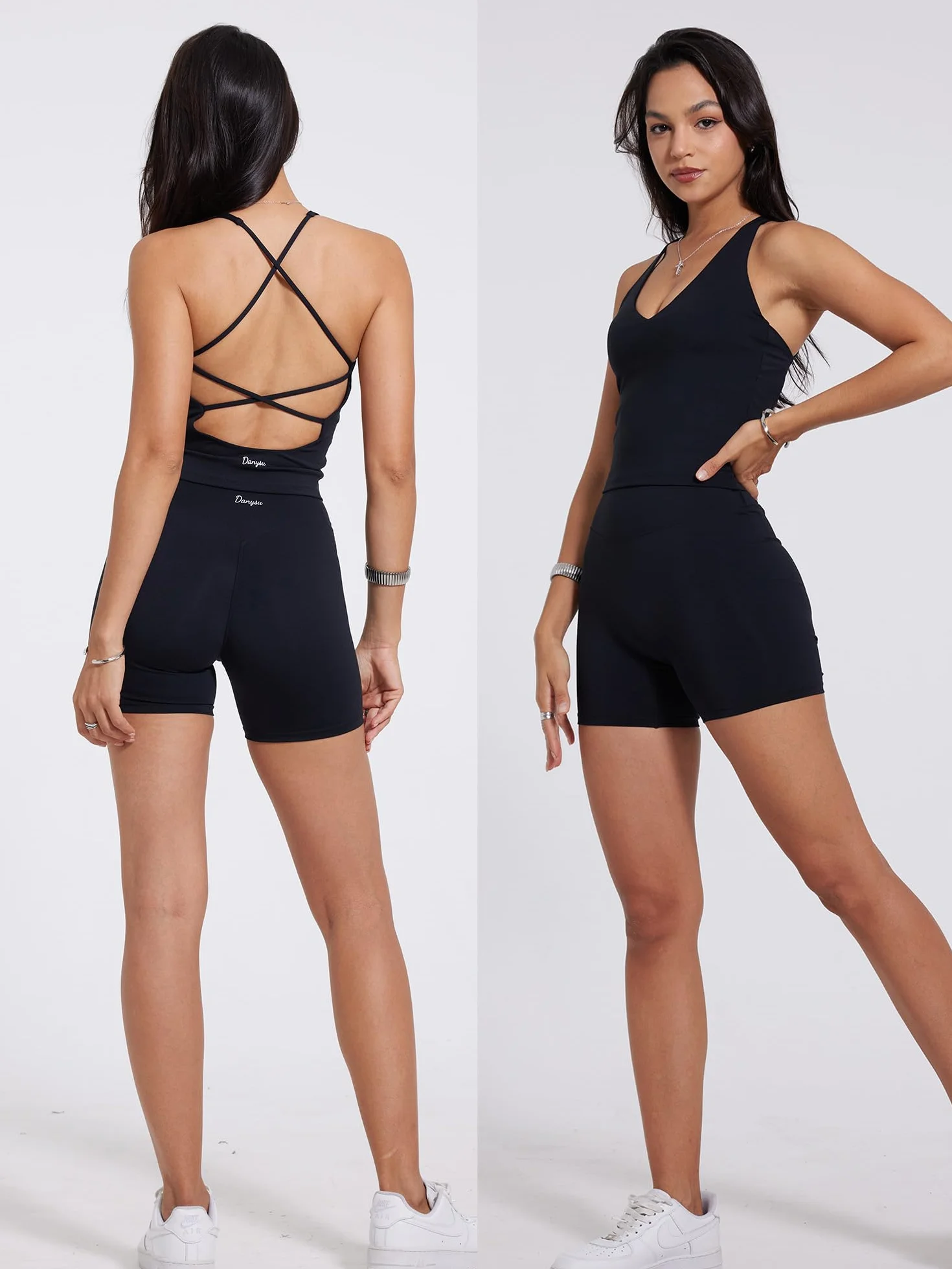 Danysu Sculpt trening tank topy damskie bez pleców długie biustonosze sportowe z paskami wyściełany top do jogi