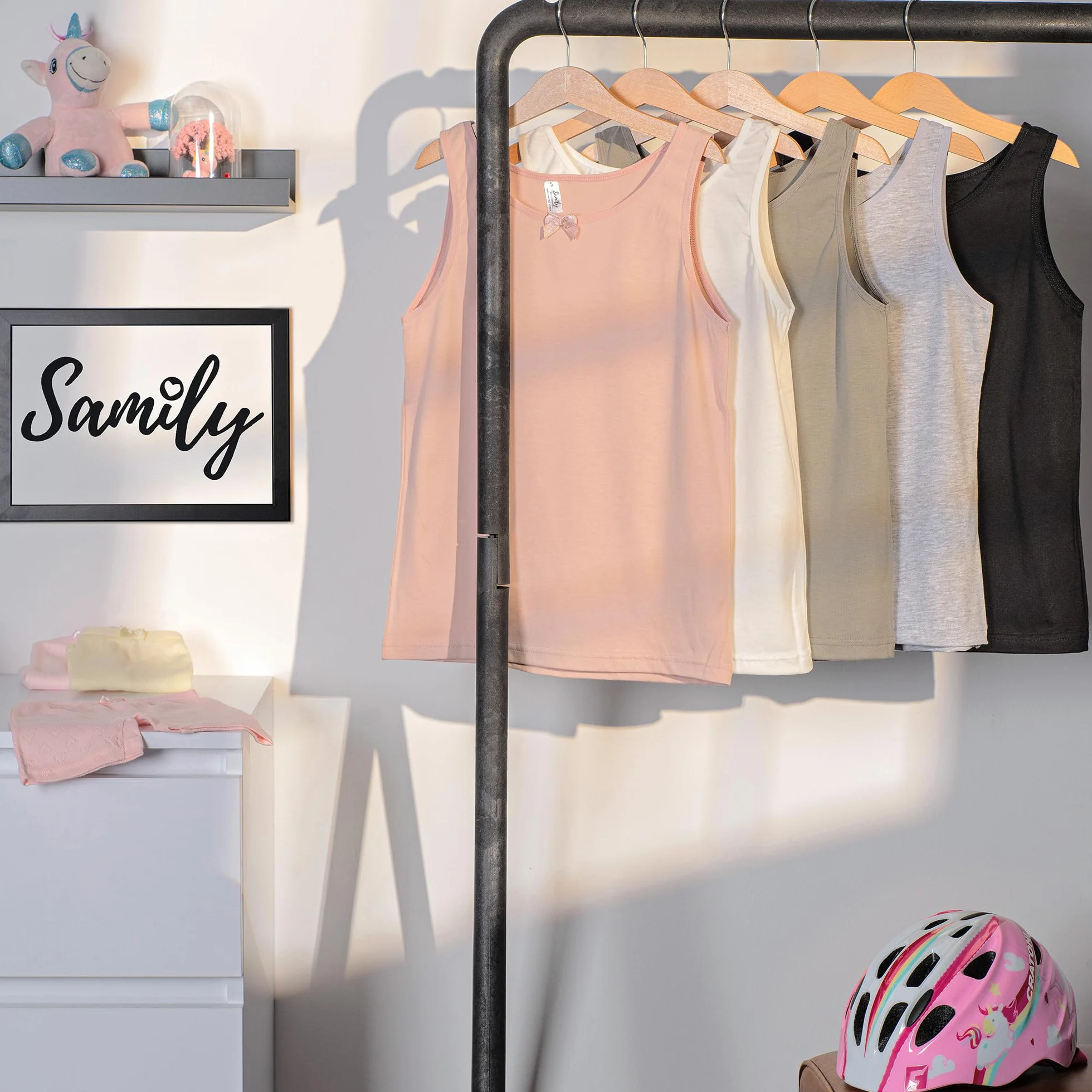 SAMILY Dziewczęce bawełniane podkoszulki Tank Top z kokardką