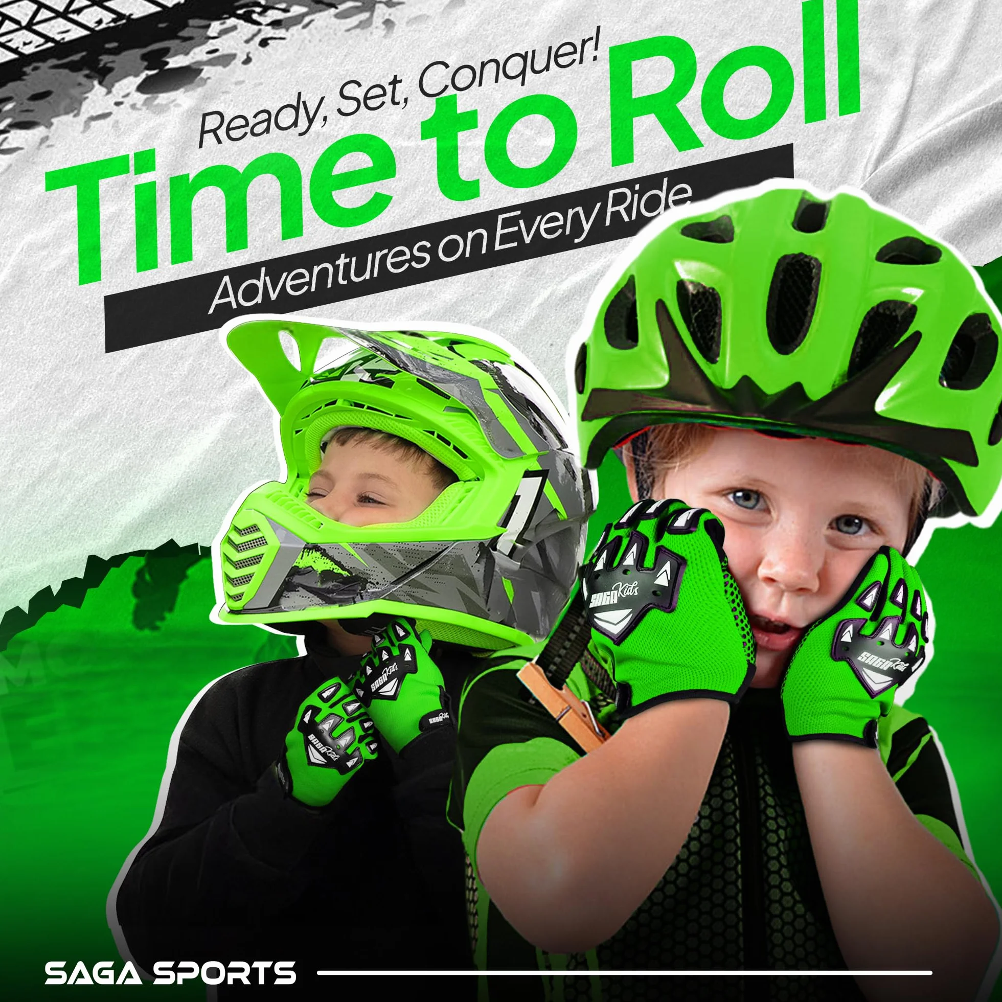 Rękawice rowerowe dla dzieci Trwałe i wygodne rękawice motocrossowe Idealna odzież motocyklowa dla Twojego dziecka (Green, S)