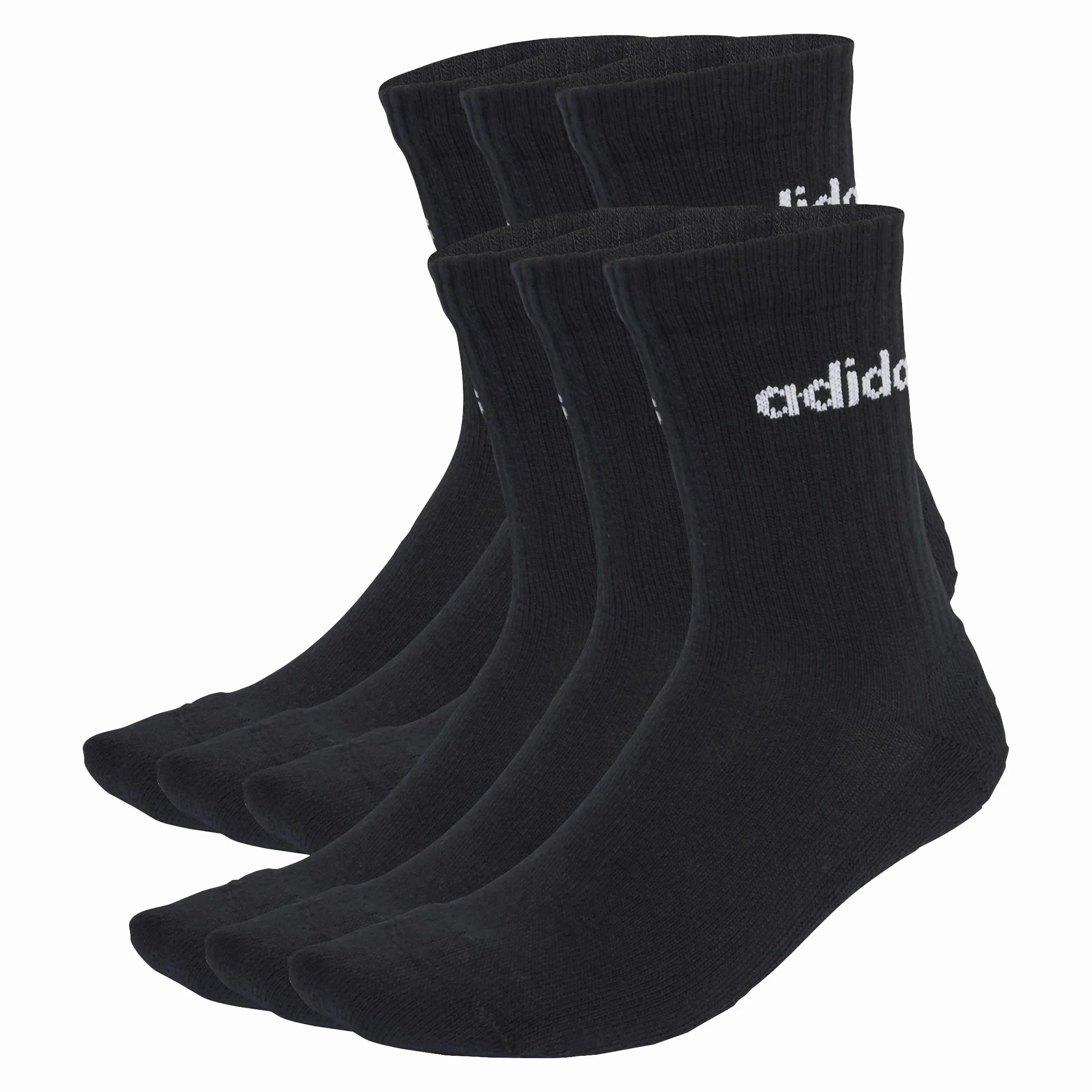 adidas Uniseks Linear Crew Socks Cushioned Socks 6 Pair Pack, Black/White, 40-42