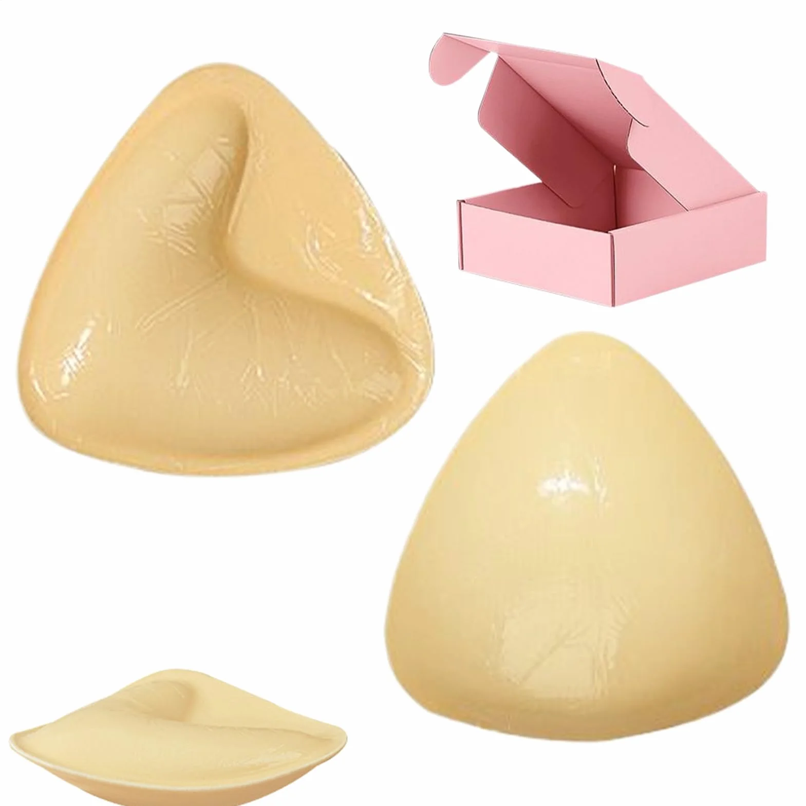 Strapless Sticky Bra, Reusable Silicone Breast Enhancement Inserts with Invisible Lift Effect, Adhesive Bra Pads for Dress, Bikini, Casual Wear, Athletic Clothing, Women, Beige