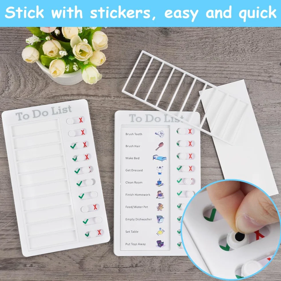 Tablica kontrolna Memo Board, 2 szt. Tablica kontrolna 20 x 12 cm Listy do zadań dla dzieci z 10 kartami indeksowymi wielokrotnego użytku - biała