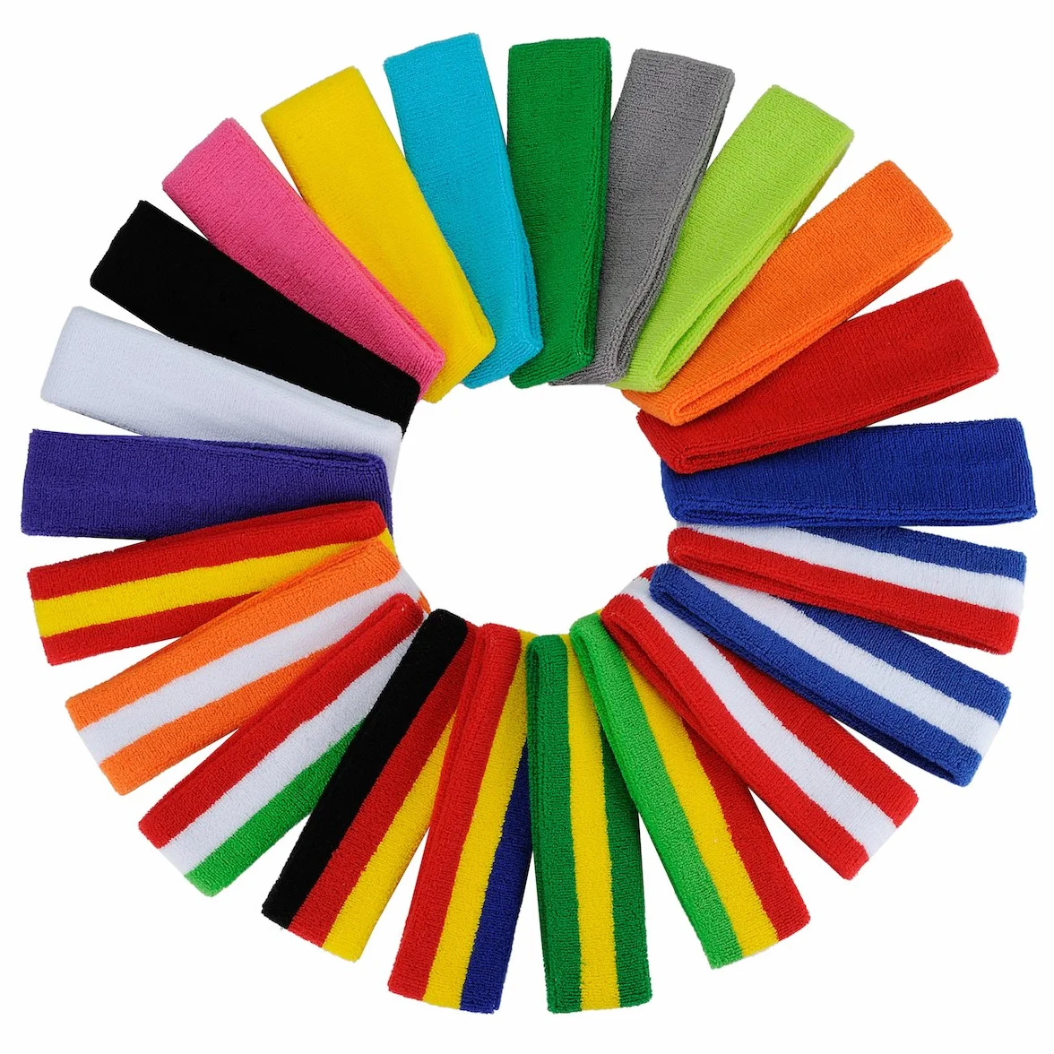 ONUPGO Headband Sports Sweatbands - 3/6/12 Terry Cloth Striped Head Band/Wrist Band Set Athletic Ćwiczenie Koszykówka Headbands Moisture Wicking Bluza Absorbing Band